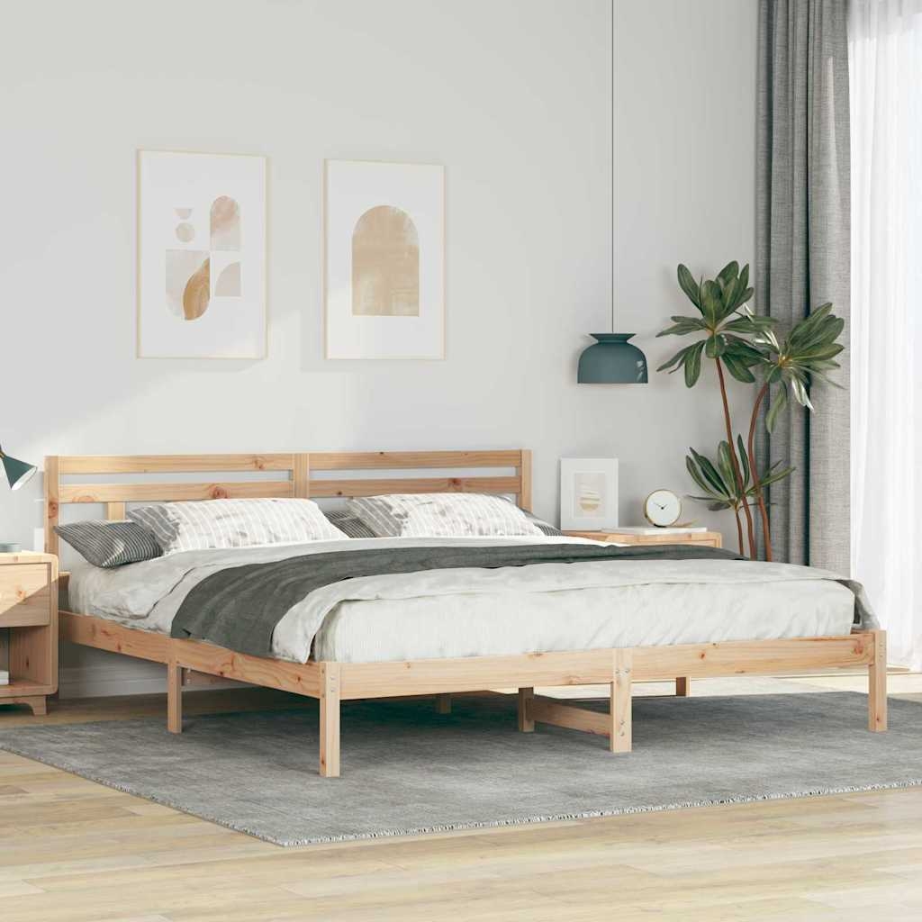 Bettgestell mit Kopfteil Braun 180 x 200 cm Kiefernholz