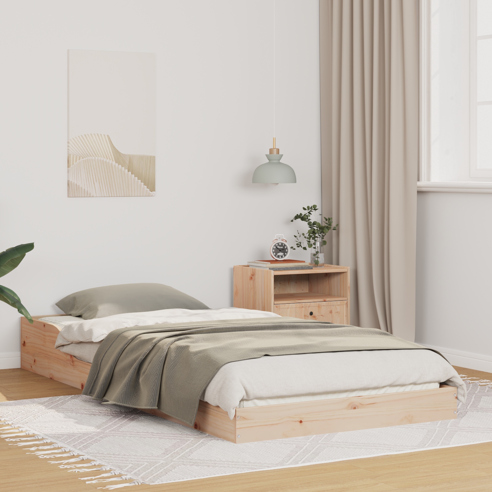 Bettgestell Braun 90 x 210 cm Massivholz Kiefer