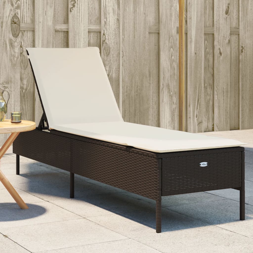 Sonnenliege mit Auflage Braun Poly Rattan Sonnenliege mit Auflage Braun Poly Rattan