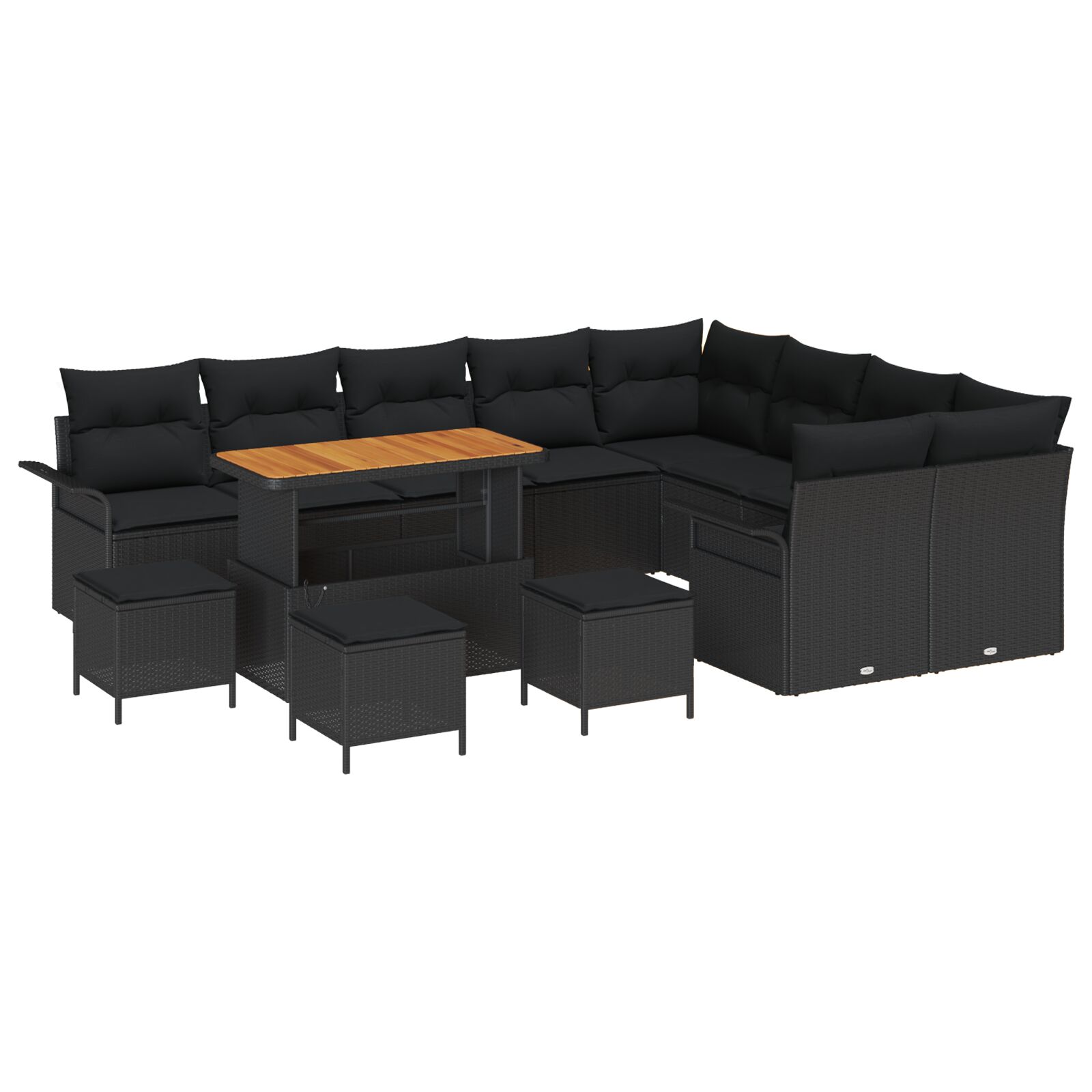 13-teiliges Garten Sofa Set mit Kissen schwarzes Poly-Rattan Akazie, 4-teiliges Garten Esstisch Set mit Kissen schwarzes Poly-Rattan Akazie, 2-Sitzer Garten Sofa mit Kissen schwarzes Poly-Rattan 13-teiliges Garten Sofa Set mit Kissen schwarzes Poly-Rattan Akazie, 4-teiliges Garten Esstisch Set mit Kissen schwarzes Poly-Rattan Akazie, 2-Sitzer Garten Sofa mit Kissen schwarzes Poly-Rattan