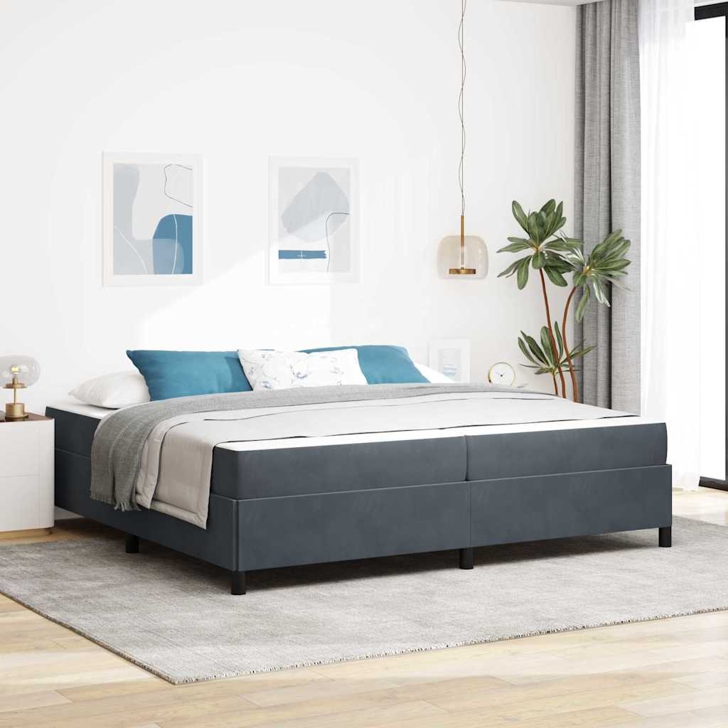 Bettgestell Sonstiges Weiß und Hellgrau 200 x 200 cm Samt