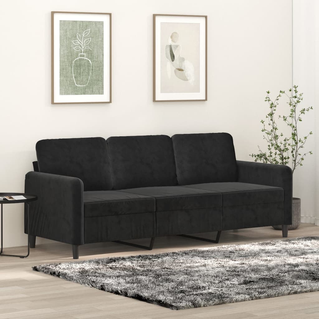 3-Sitzer-Sofa Schwarz 180 cm Samt 3-Sitzer-Sofa Schwarz 180 cm Samt