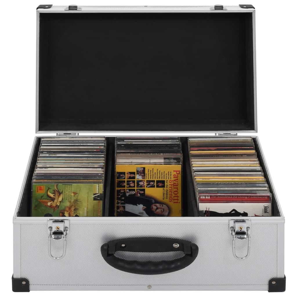 CD-Koffer für 60 CDs Aluminium ABS Silbern CD-Koffer für 60 CDs Aluminium ABS Silbern