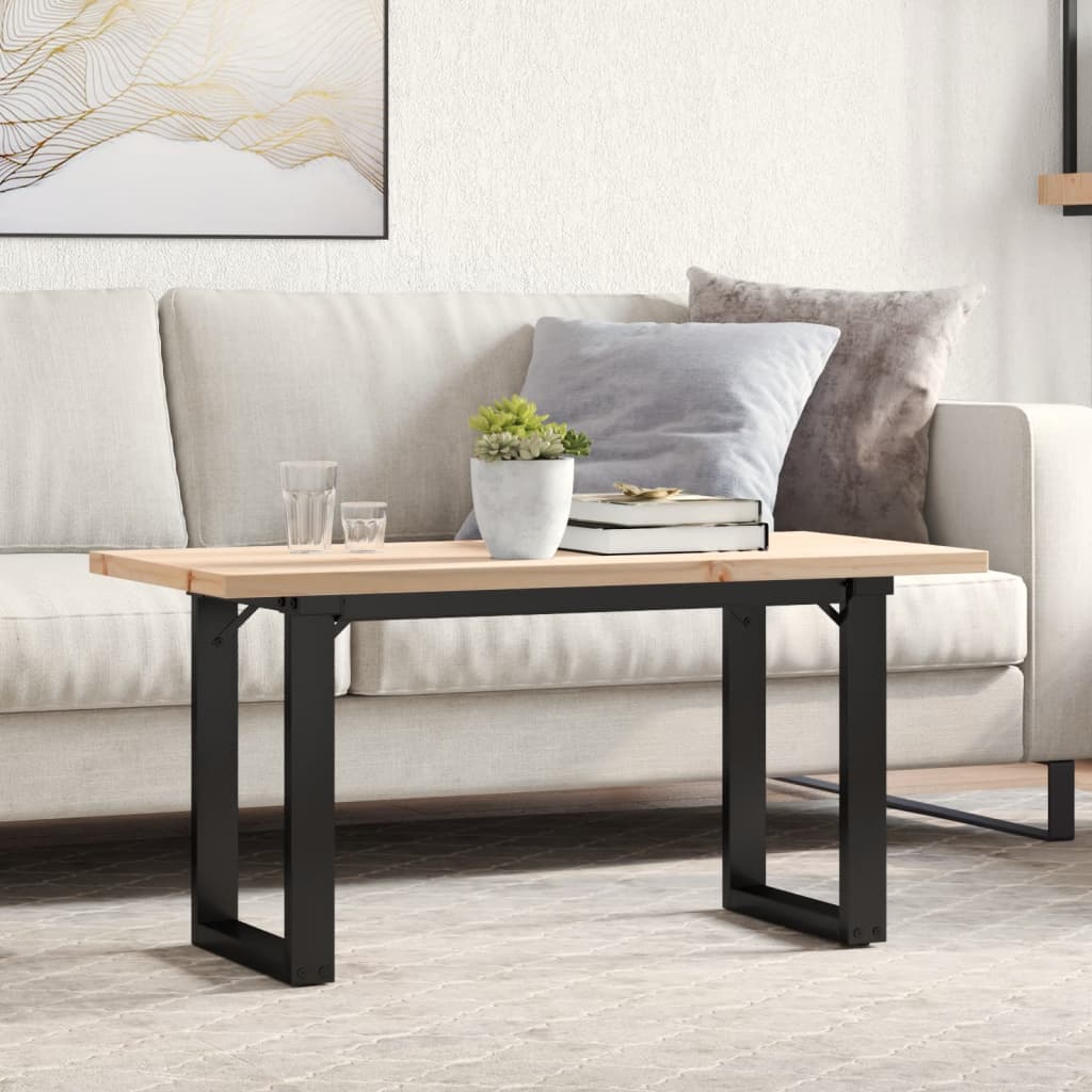 Couchtisch O-Gestell 90x40x45,5cm Massivholz Kiefer & Gusseisen
