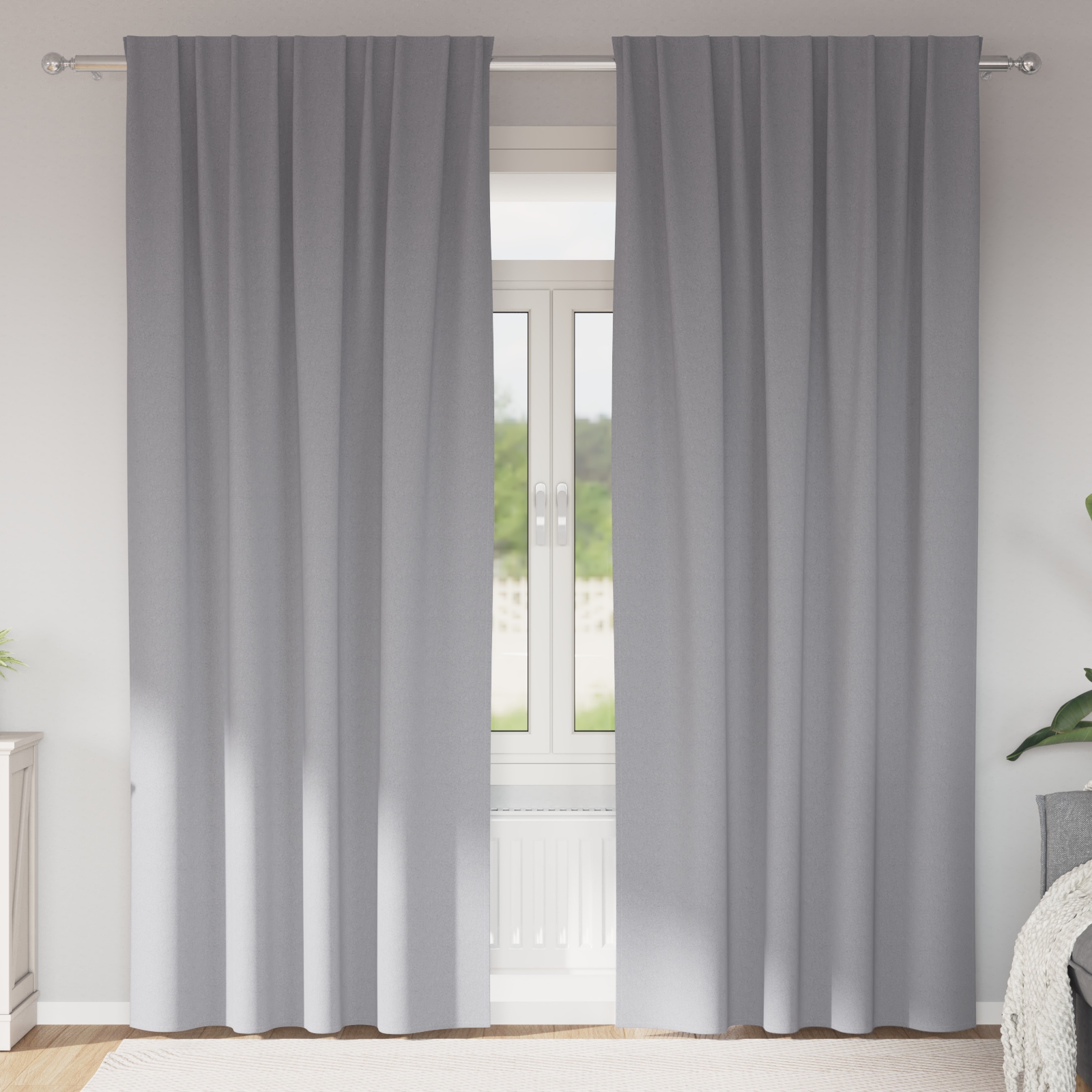 Vorhänge mit Vorhängen 2 pcs Hellgrau 245 x 140 cm Polyester
