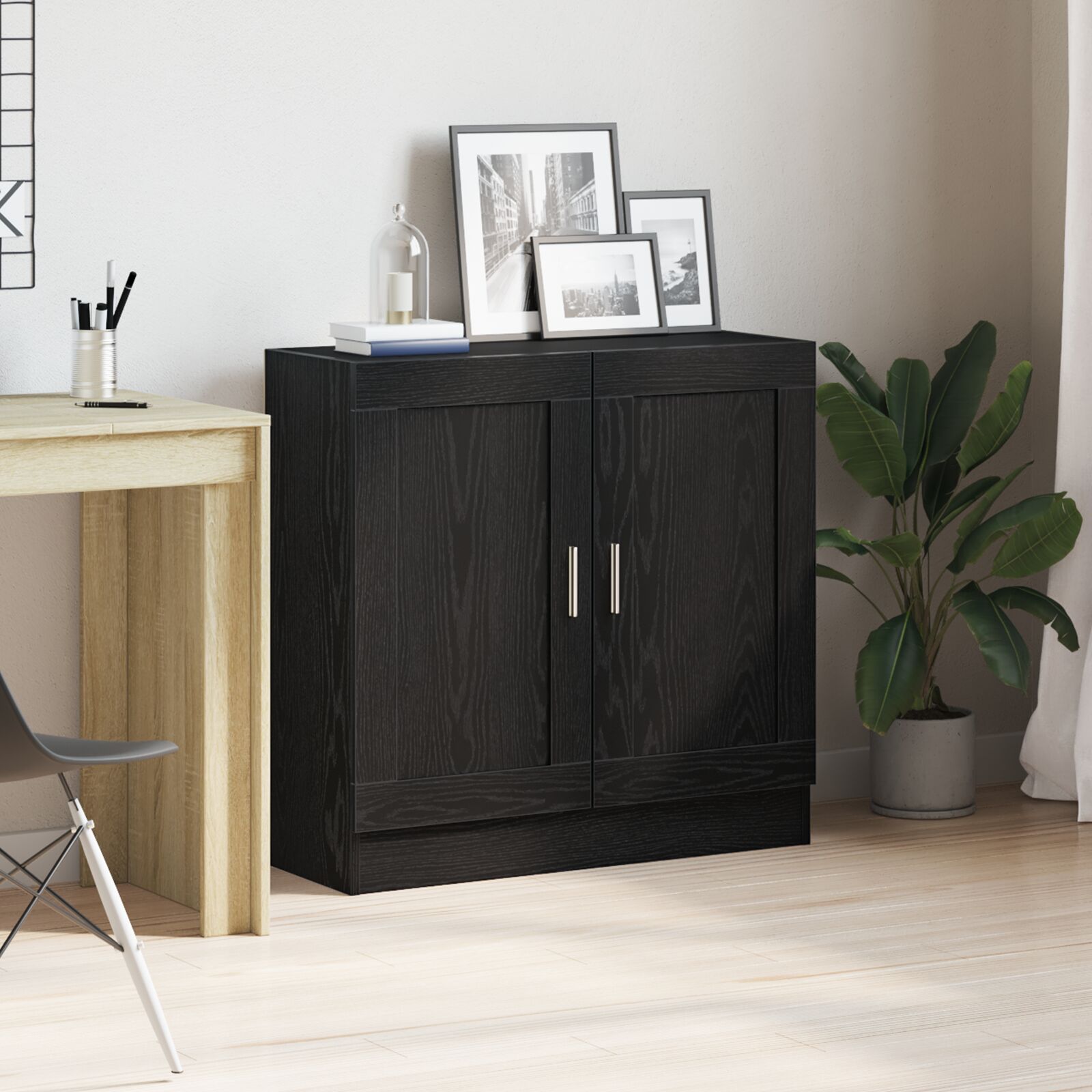 vidaXL Bücherregal schwarz Eiche 82,5x30,5x80 cm Holzwerkstoff