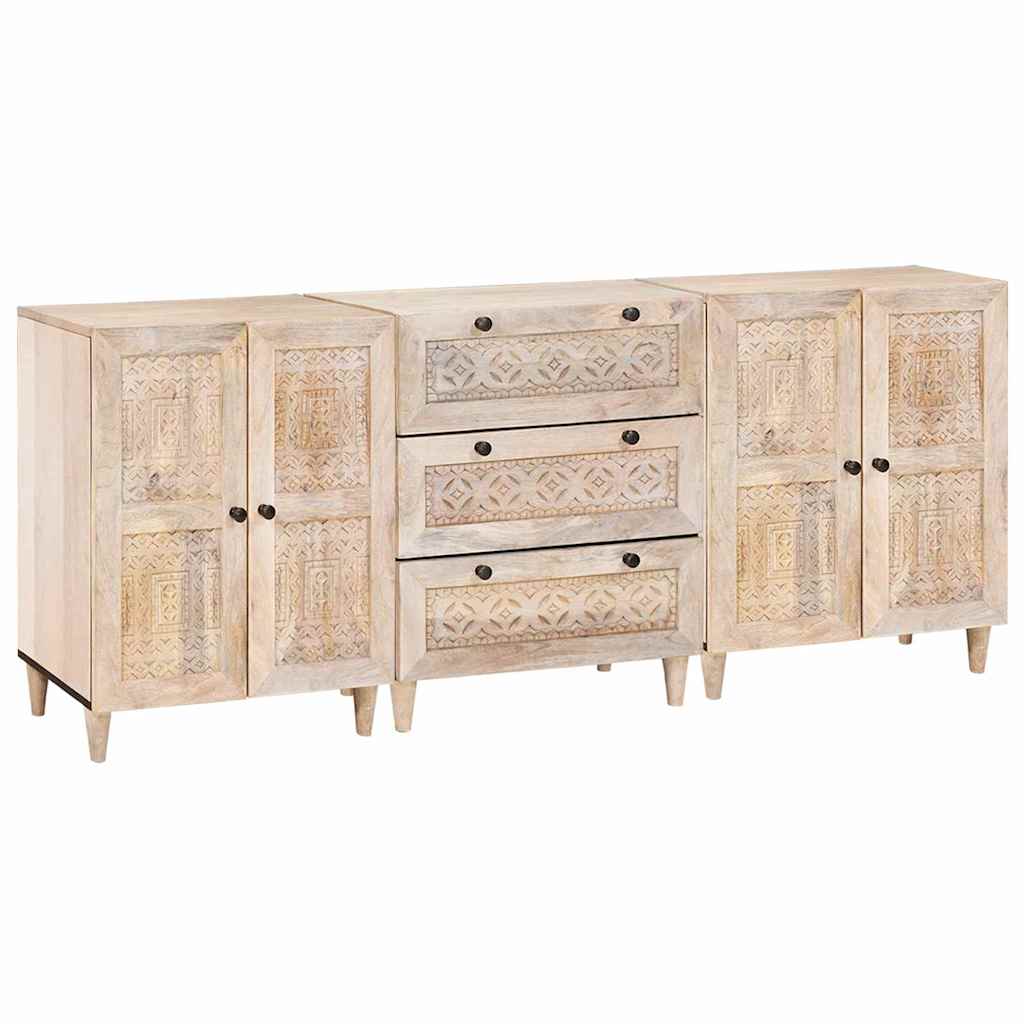 Sideboard 3 pcs Weiß 60 x 33 x 75 cm massives Mangoholz Sideboard 3 pcs Weiß 60 x 33 x 75 cm massives Mangoholz