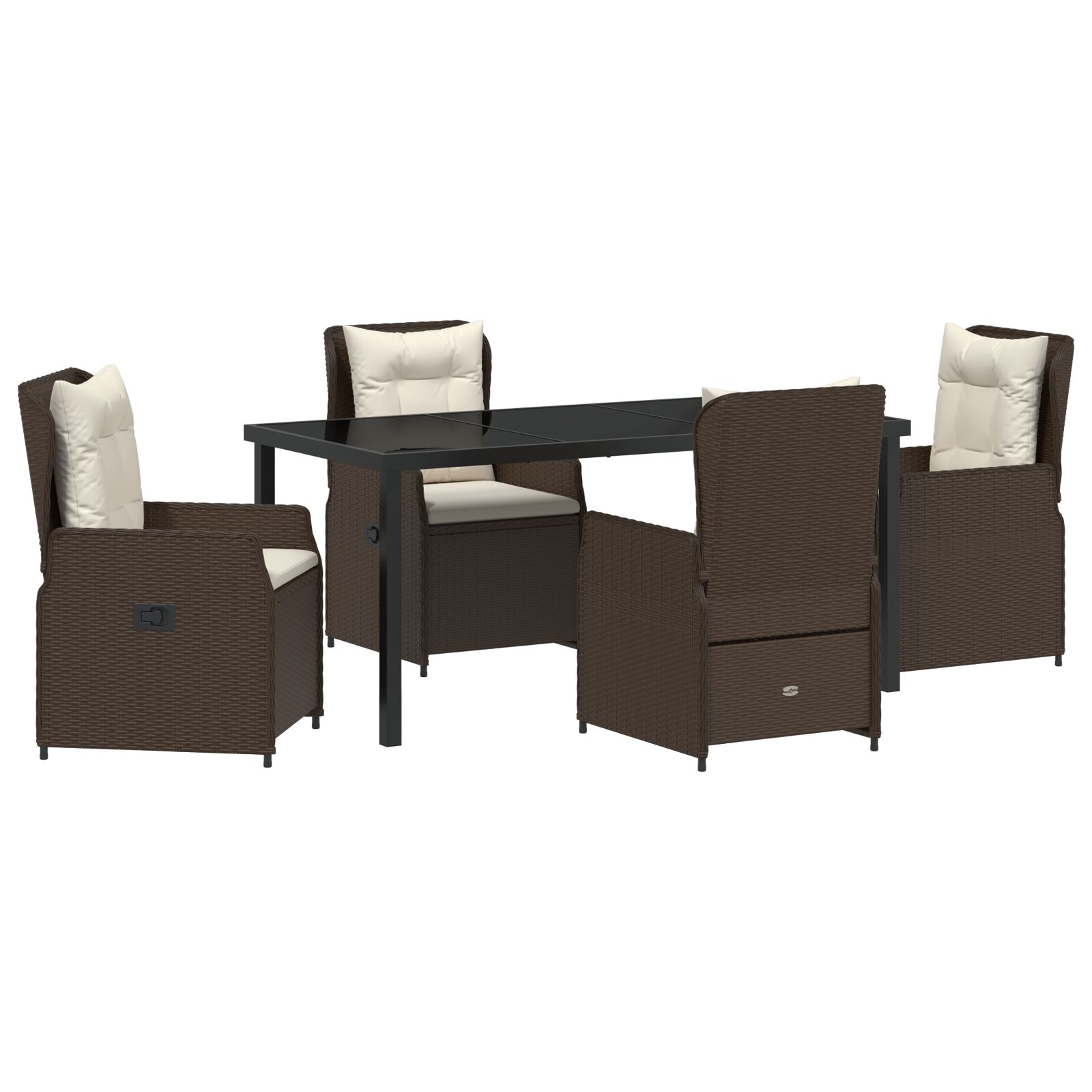 5-Teiliges Garten Essgruppe Braun Poly-Rattan, Gartentisch Schwarz 160x80x73 cm Sicherheitsglas 5-Teiliges Garten Essgruppe Braun Poly-Rattan, Gartentisch Schwarz 160x80x73 cm Sicherheitsglas