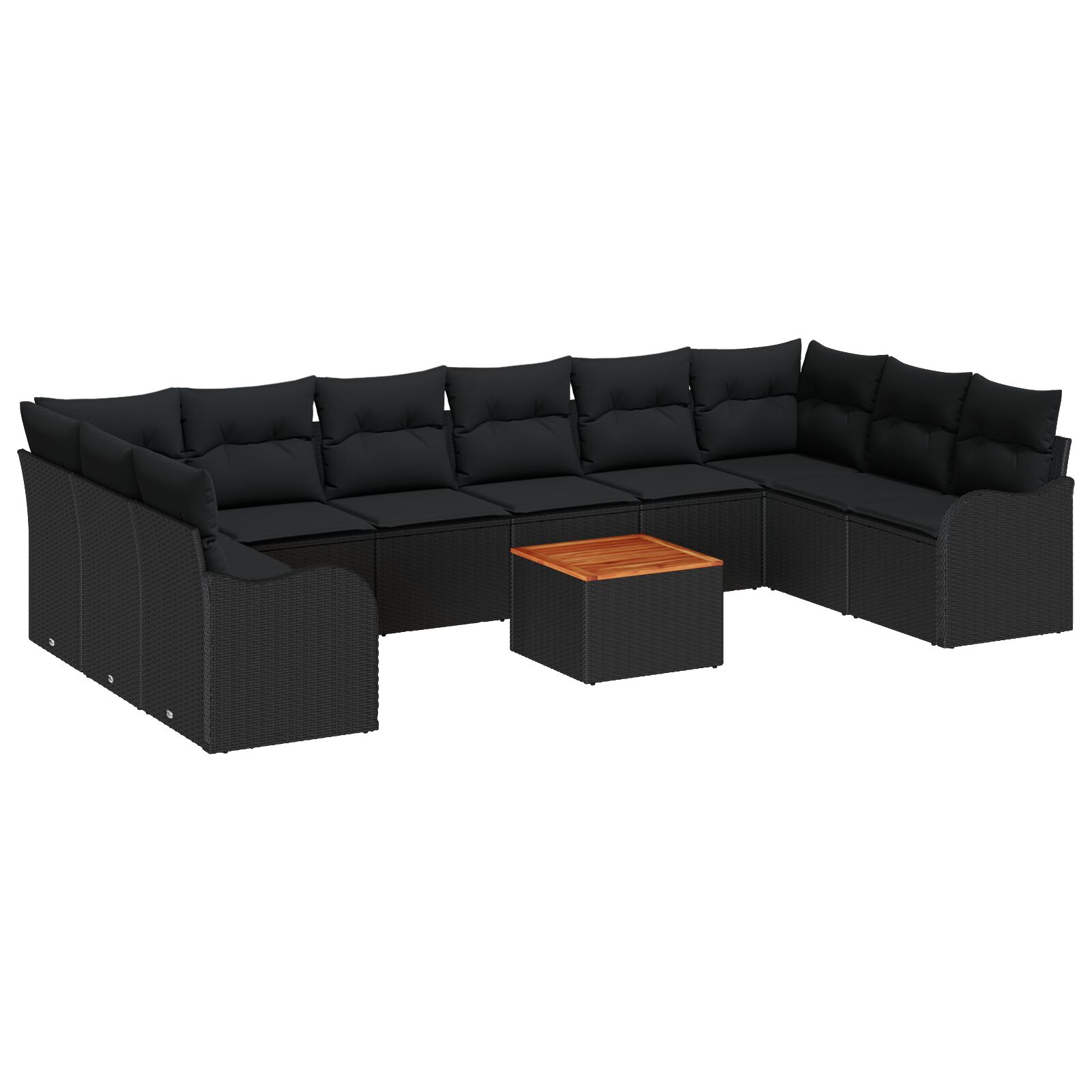 10-teiliges Garten Sofa Set mit Kissen Schwarz Poly Rattan Akazie, 2-Sitzer Garten Sofa mit Kissen Schwarz Poly Rattan 10-teiliges Garten Sofa Set mit Kissen Schwarz Poly Rattan Akazie, 2-Sitzer Garten Sofa mit Kissen Schwarz Poly Rattan
