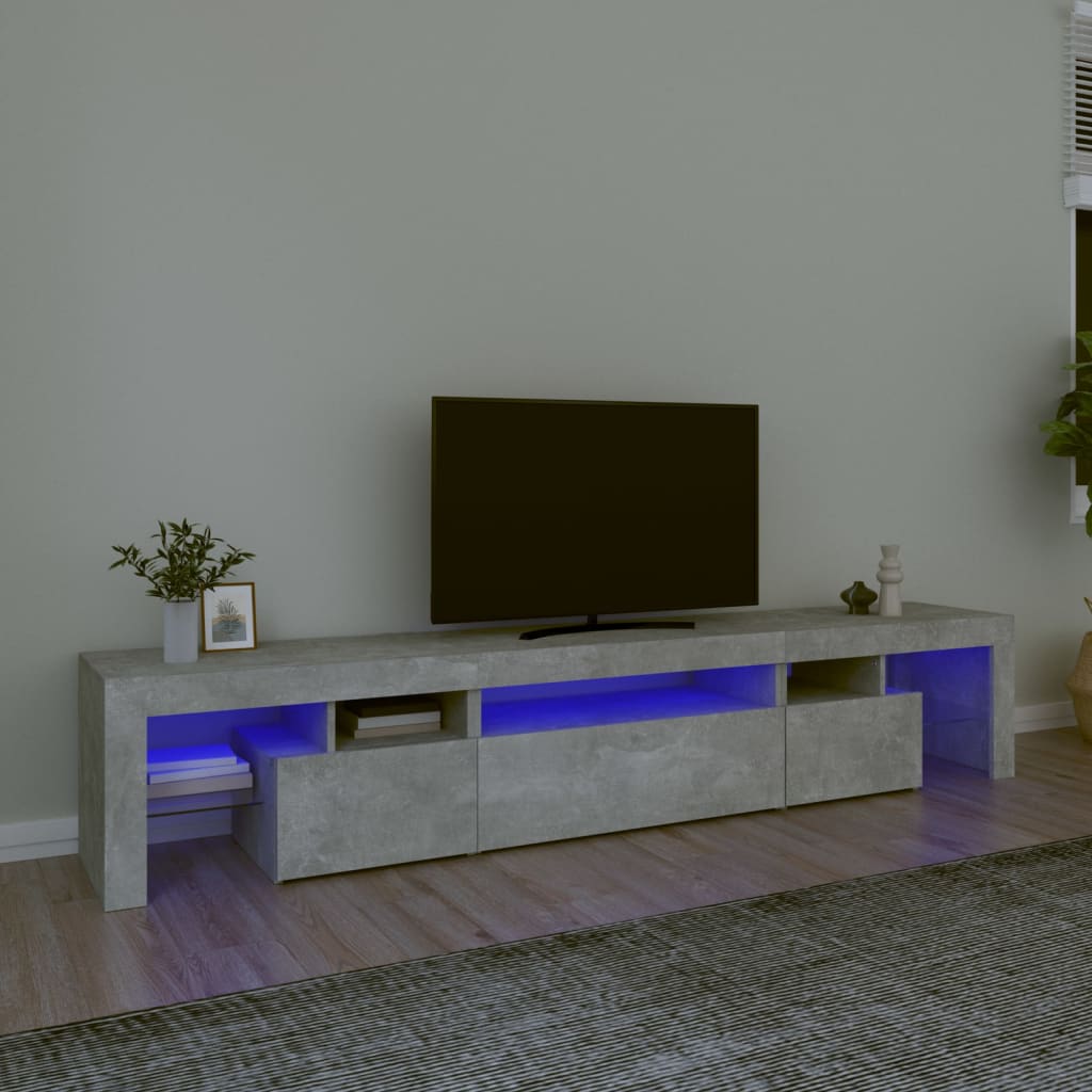 TV-Schrank mit LED-Leuchten Betongrau 215x36,5x40 cm