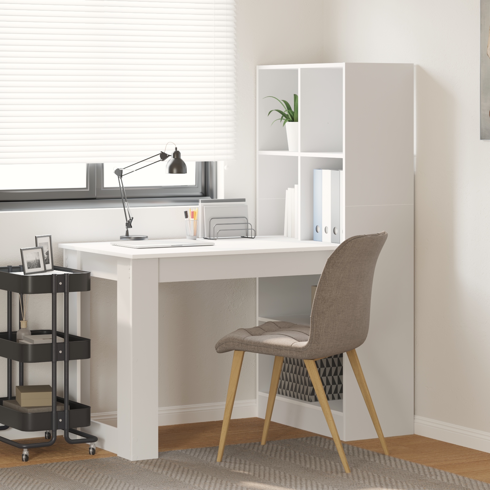 Schreibtisch Weiß 122 x 67 x 145 cm Wuchsplatte und Spanplatte