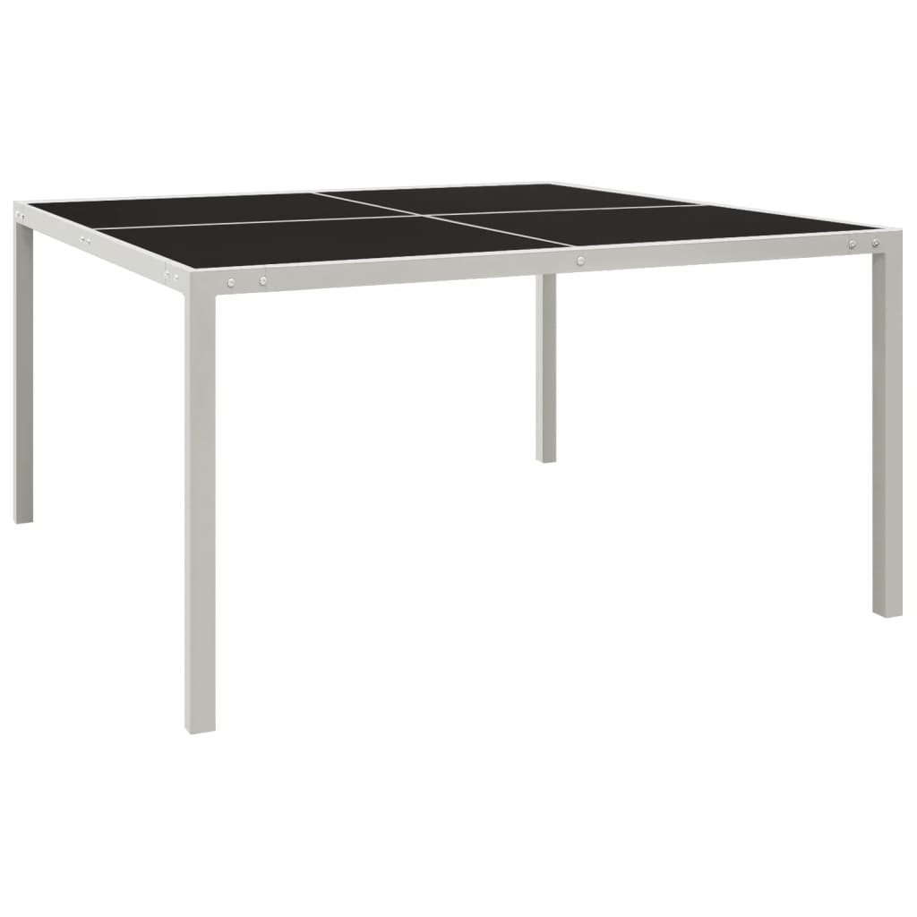Gartentisch 130x130x72 cm Grau Stahl und Glas