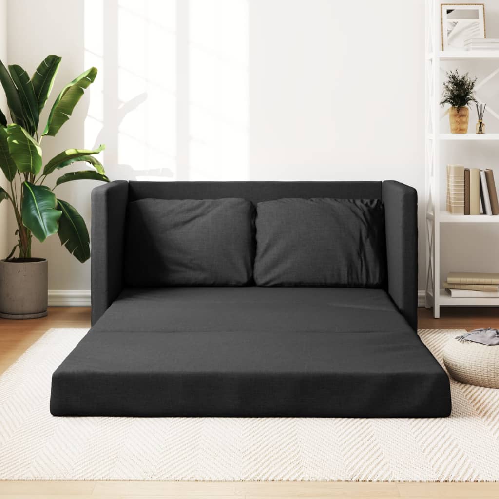 Bodensofa mit Schlaffunktion Schwarz 112x174x55 cm Stoff Bodensofa mit Schlaffunktion Schwarz 112x174x55 cm Stoff