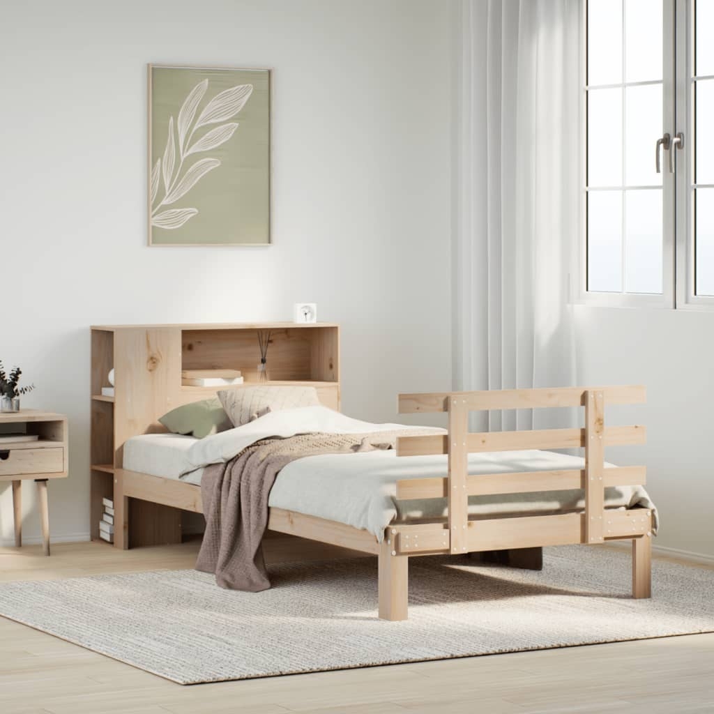 Massivholzbett mit Regal ohne Matratze 90x190 cm Kiefer