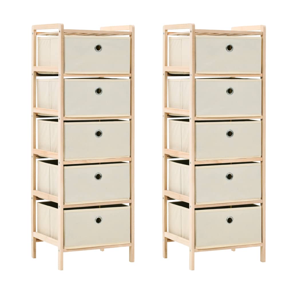 Korb-Kommoden 2 Stk. mit 5 Stoffkörben Zedernholz Beige