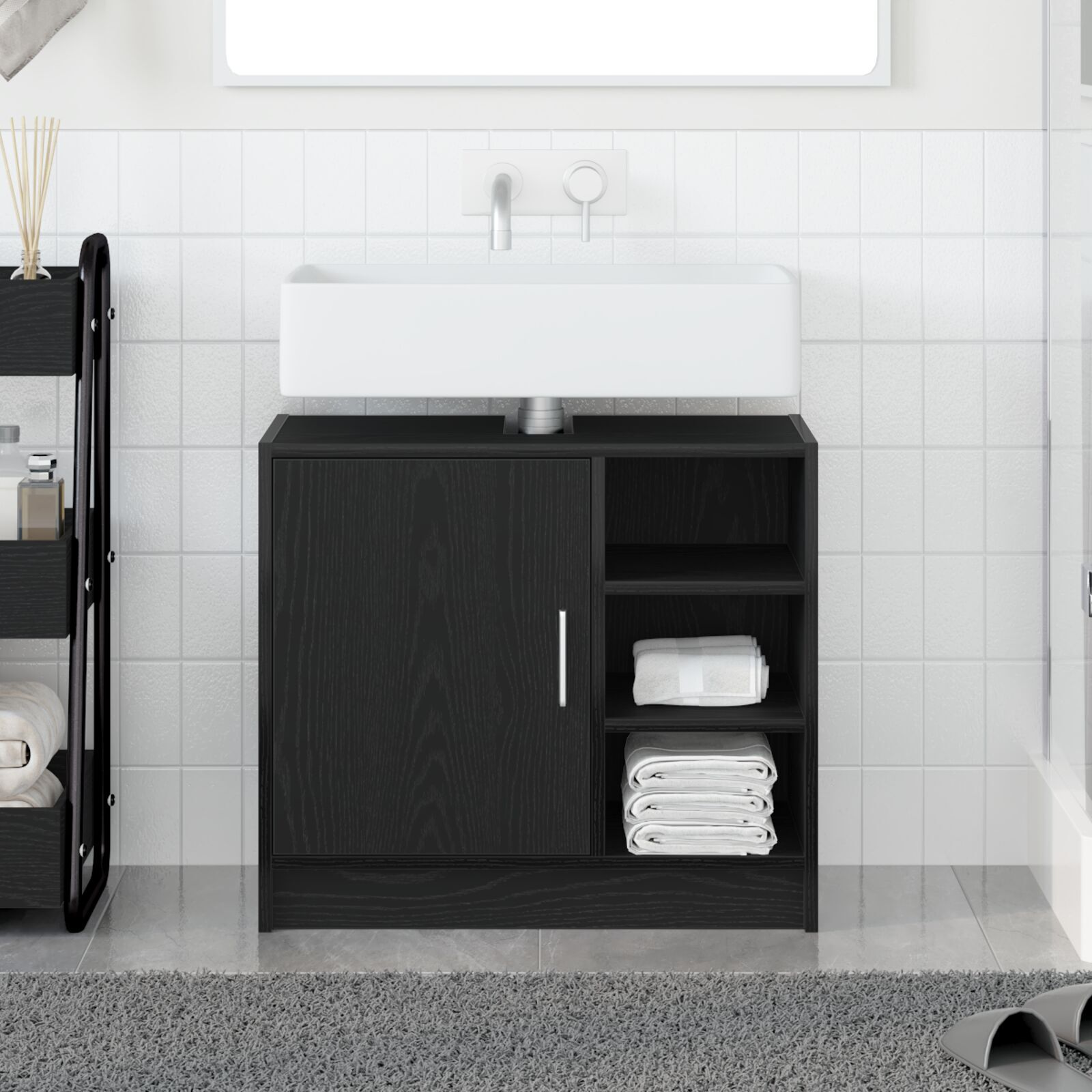 Waschbeckenunterschrank Schwarze Eiche 63x29x55 cm Holzwerkstoff