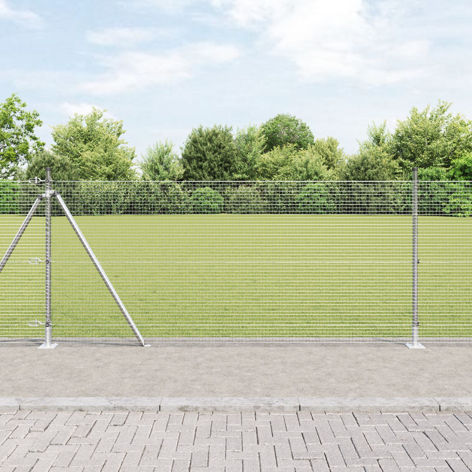 Geschweißter Drahtzaun mit 13 Flanschpfosten 0.8x100 m Verzinkter Stahl