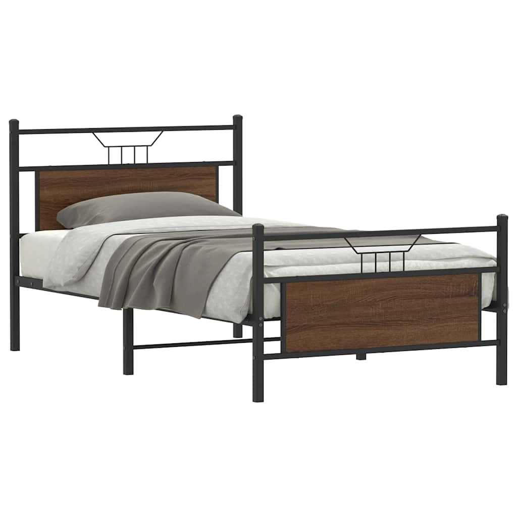 Bettgestell ohne Matratze Braun Eiche 120x190 cm Holzwerkstoff