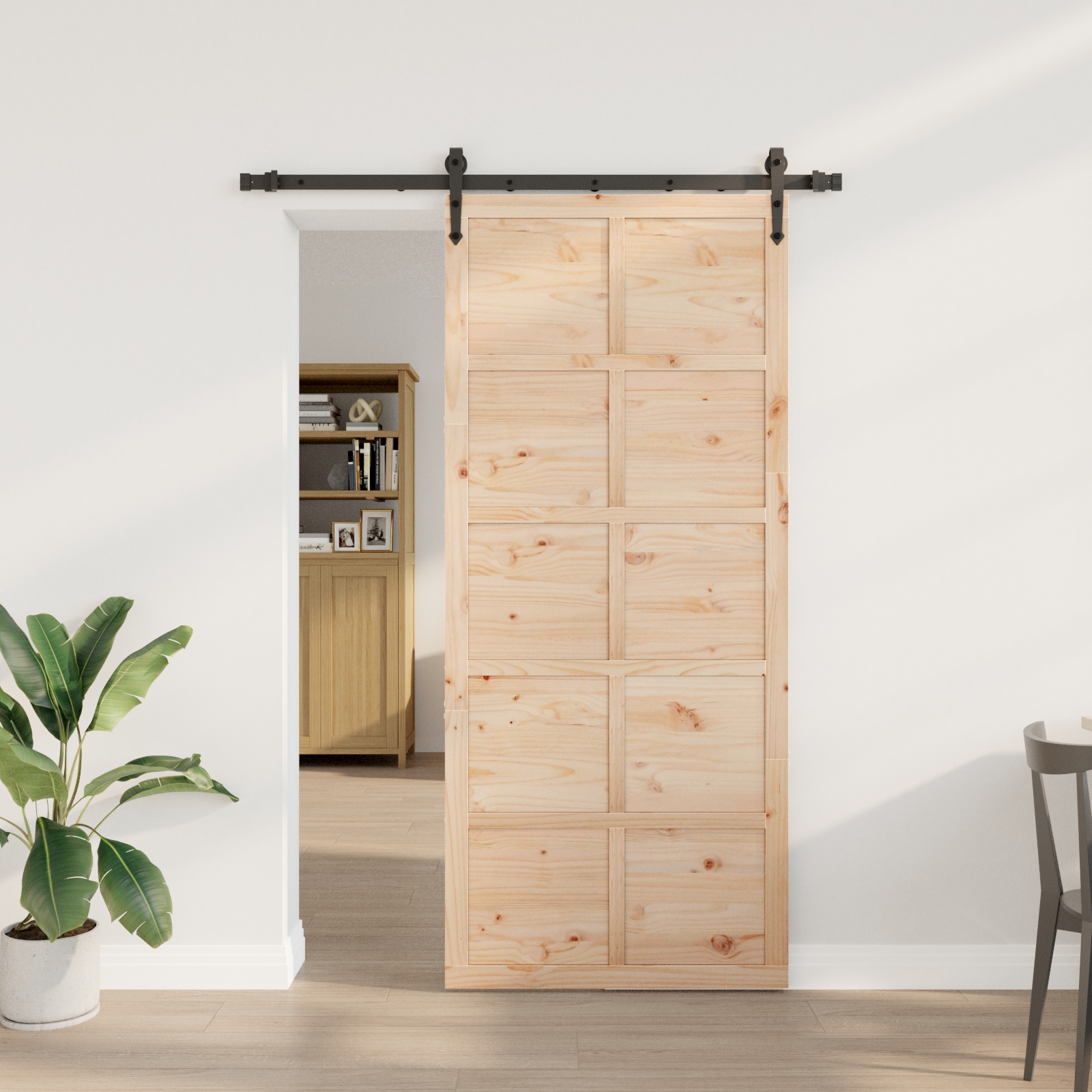 Schiebetür Braun 80 x 208 cm Massivholz Kiefer