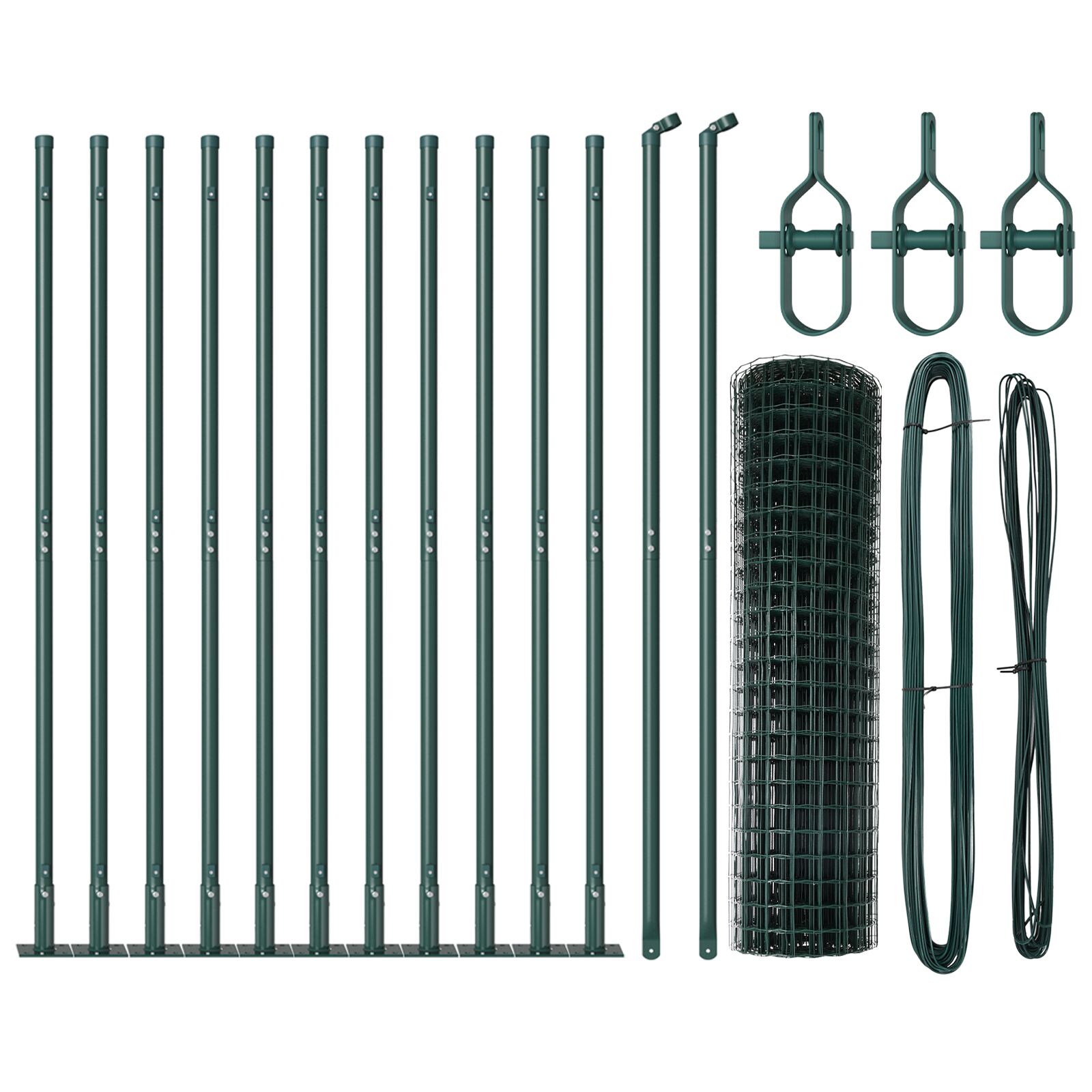 Eurozaun mit 13 Flanschpfosten 1x25 m verzinkter Stahl