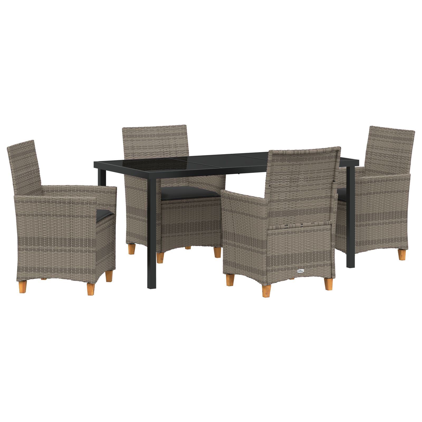 5-teiliges Garten-Esszimmer-Set mit Kissen Grau Poly-Rattan 5-teiliges Garten-Esszimmer-Set mit Kissen Grau Poly-Rattan