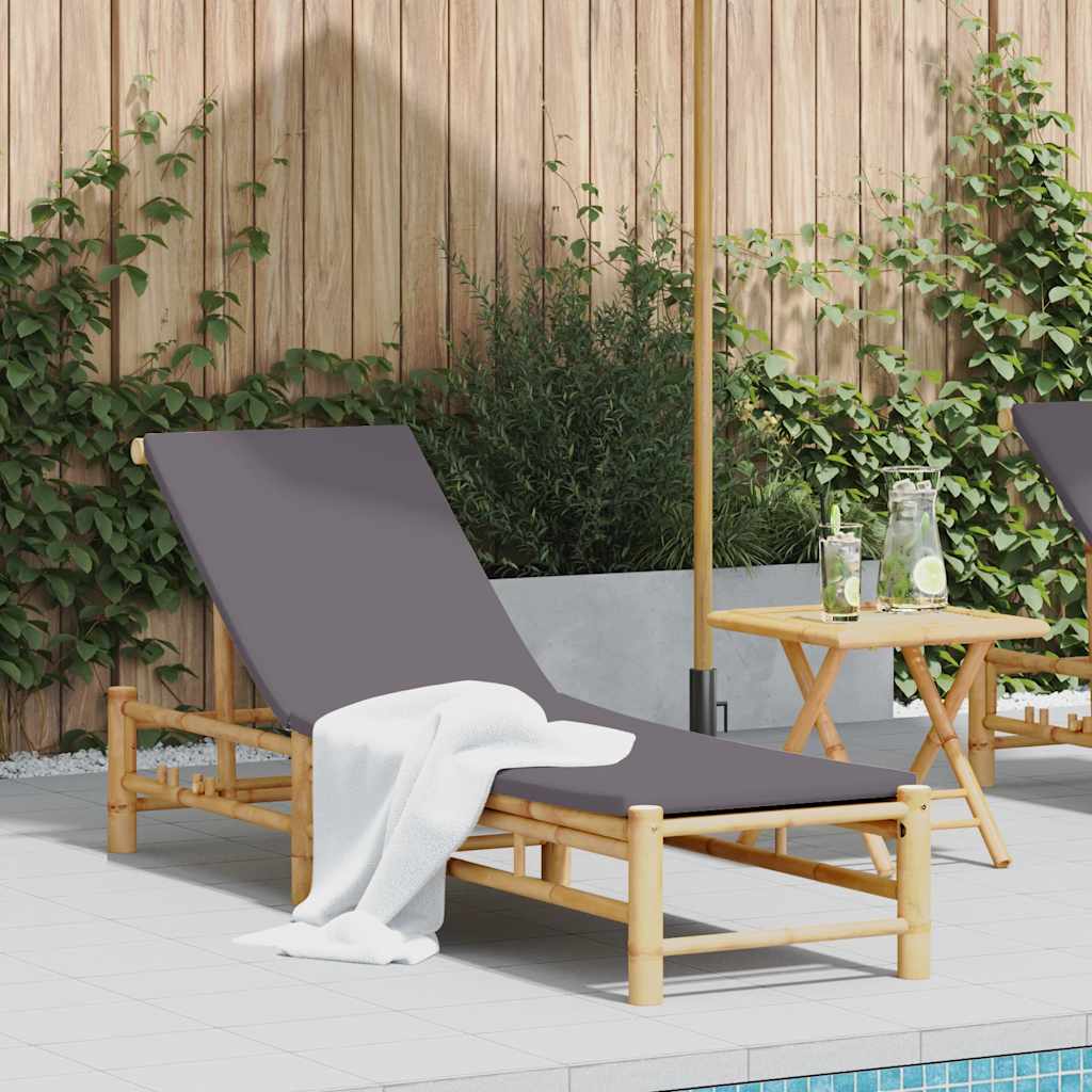 vidaXL Sonnenliege mit Auflage 55x199x30 cm Bambus vidaXL Sonnenliege mit Auflage 55x199x30 cm Bambus