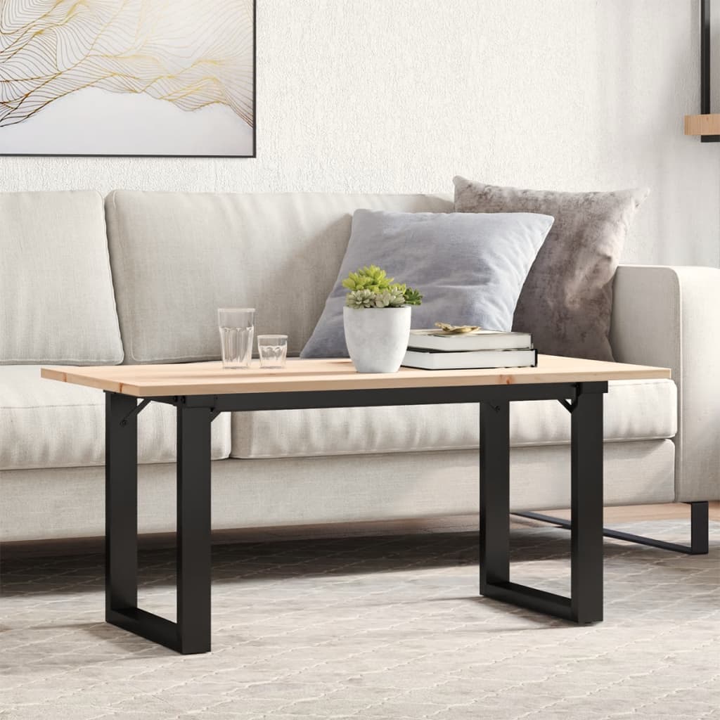 Couchtisch O-Gestell 90x40x45cm Massivholz Kiefer und Gusseisen
