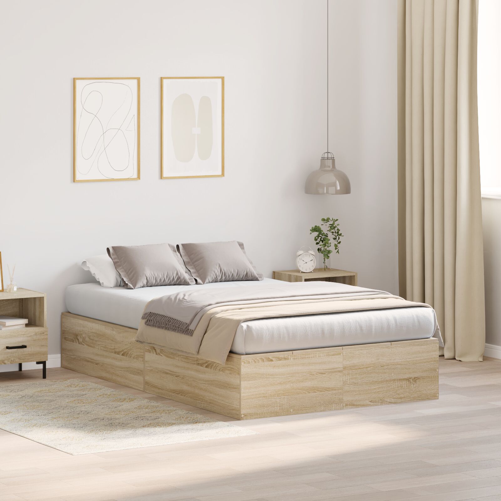 vidaXL Bettgestell mit Stauraum Sonoma Eiche 120x200 cm