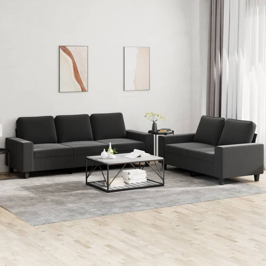 2-tlg. Sofagarnitur Schwarz Stoff 2-tlg. Sofagarnitur Schwarz Stoff