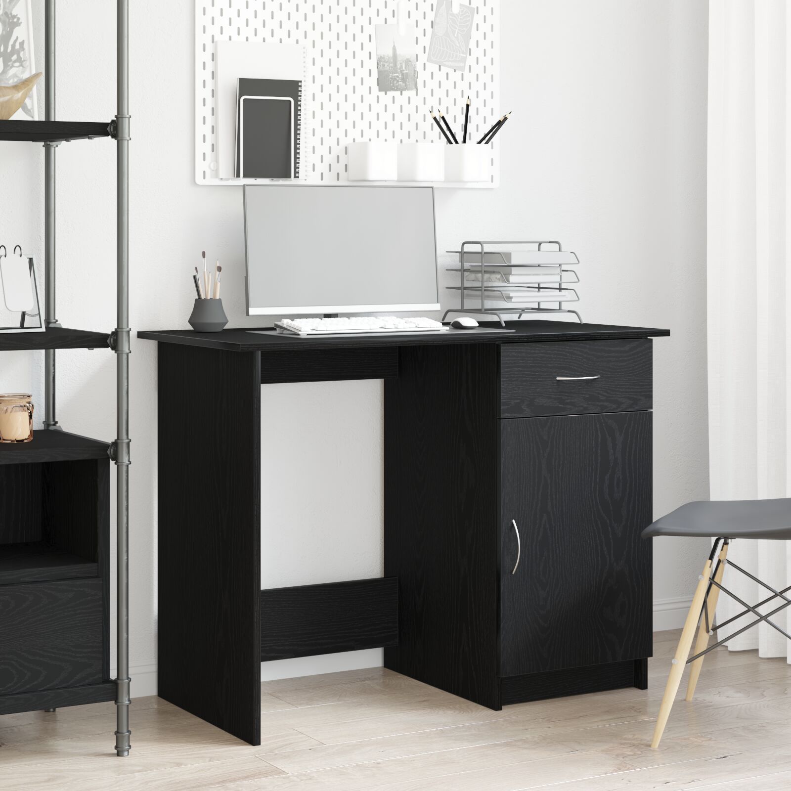 vidaXL Schreibtisch Schwarz Eiche 100x50x76 cm Holzwerkstoff
