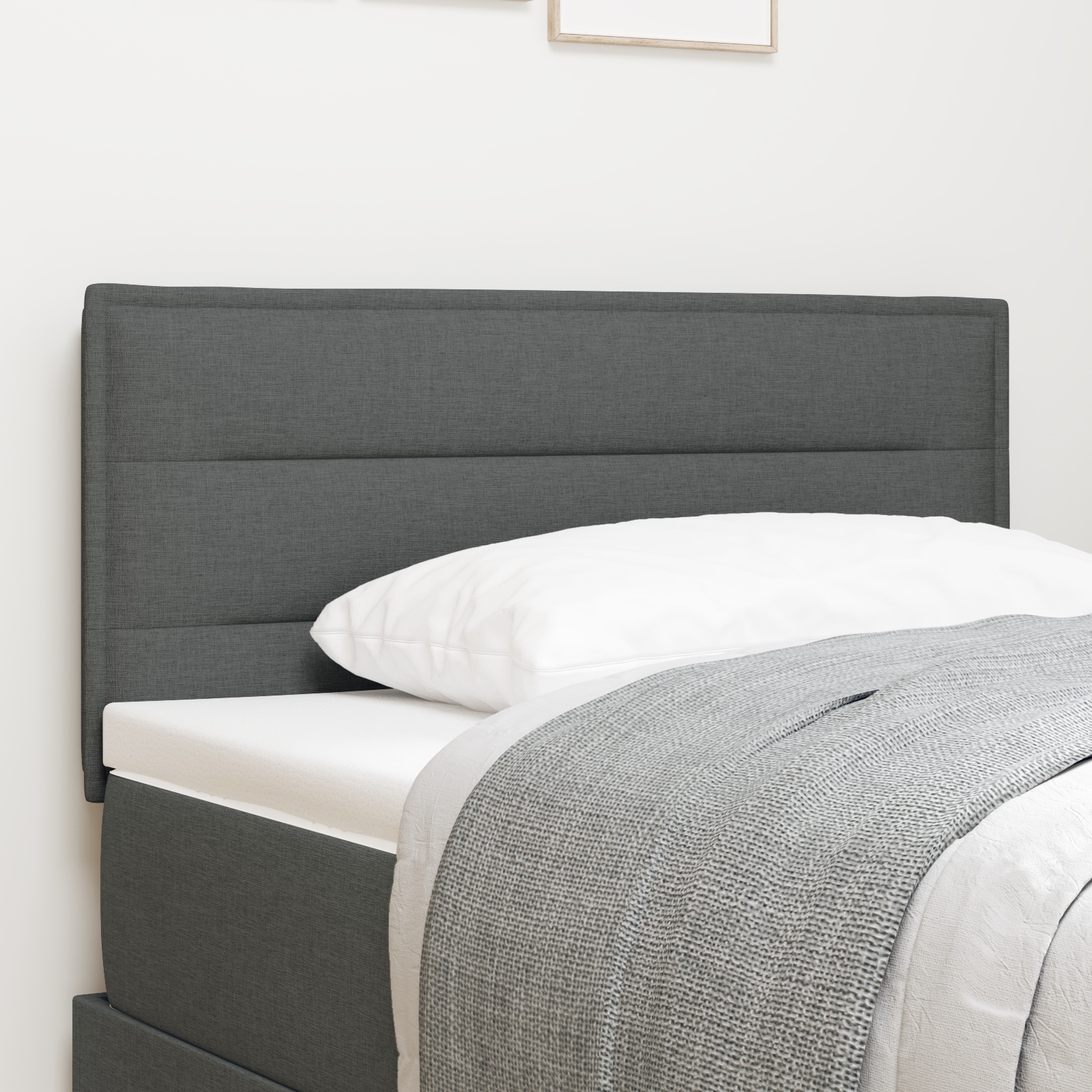 LED Kopfteil Linien Design Dunkelgrau 90 cm Stoff