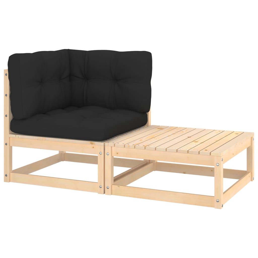 2-tlg. Garten-Lounge-Set mit Kissen Kiefer Massivholz 2-tlg. Garten-Lounge-Set mit Kissen Kiefer Massivholz