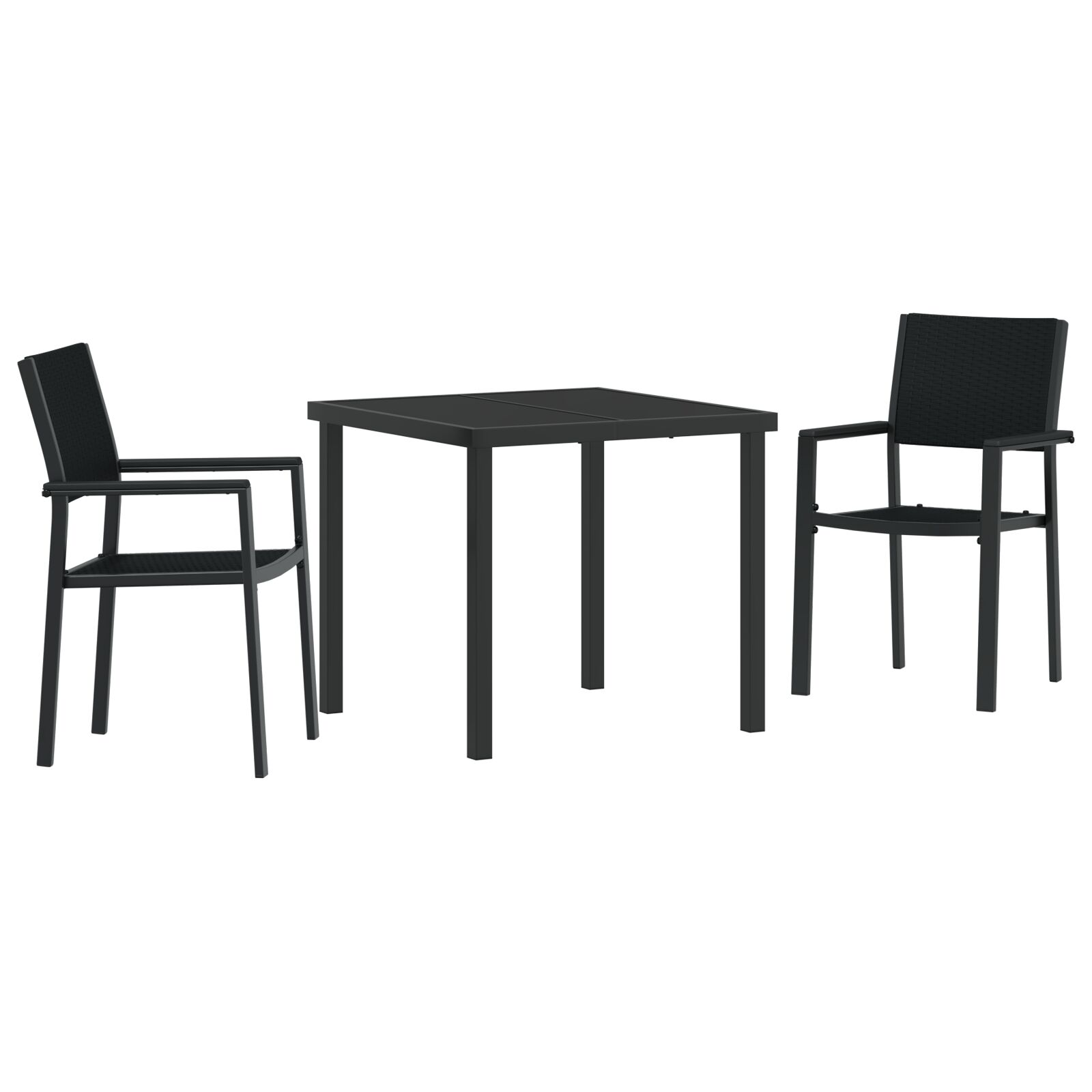 3-teiliges Garten-Esszimmer-Set Schwarz Poly-Rattan 3-teiliges Garten-Esszimmer-Set Schwarz Poly-Rattan