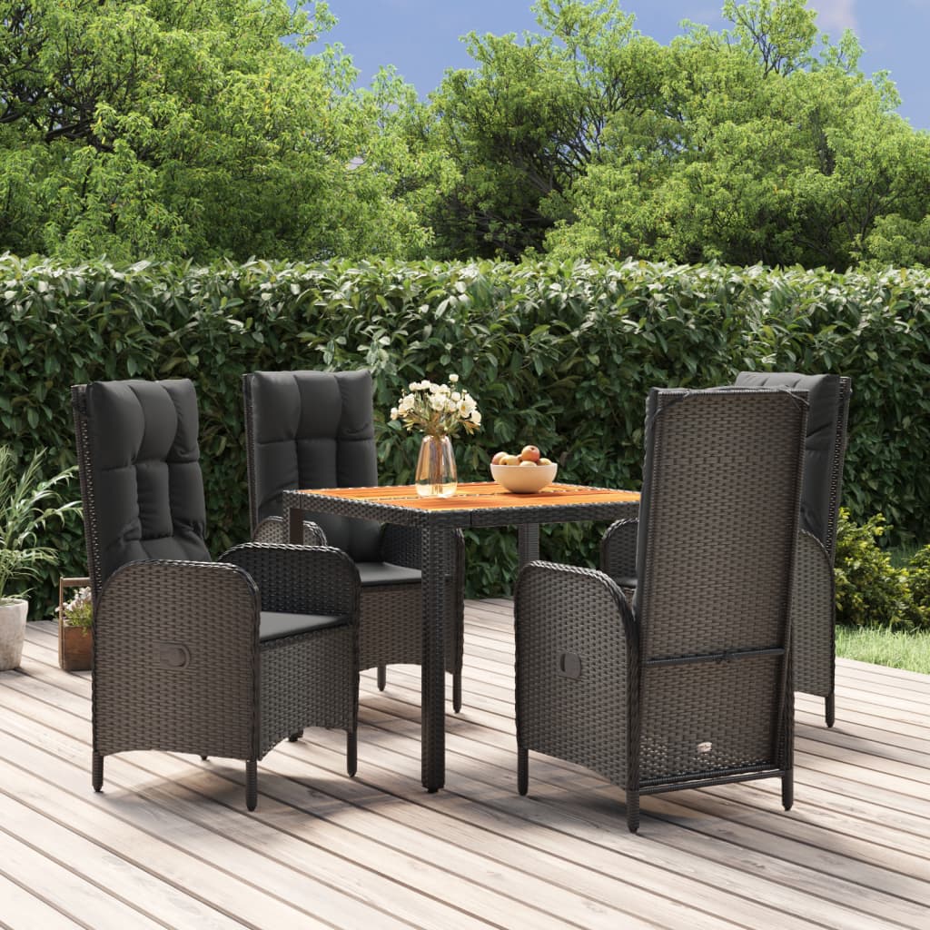 5-tlg. Garten-Essgruppe mit Kissen Schwarz Poly Rattan 5-tlg. Garten-Essgruppe mit Kissen Schwarz Poly Rattan