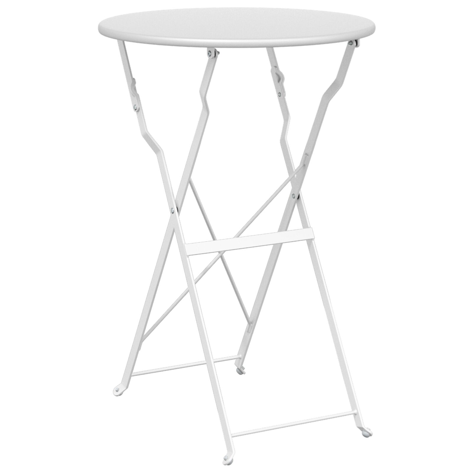 Faltbarer Bistrotisch Weiß Ø50x71 cm Pulverbeschichteter Stahl