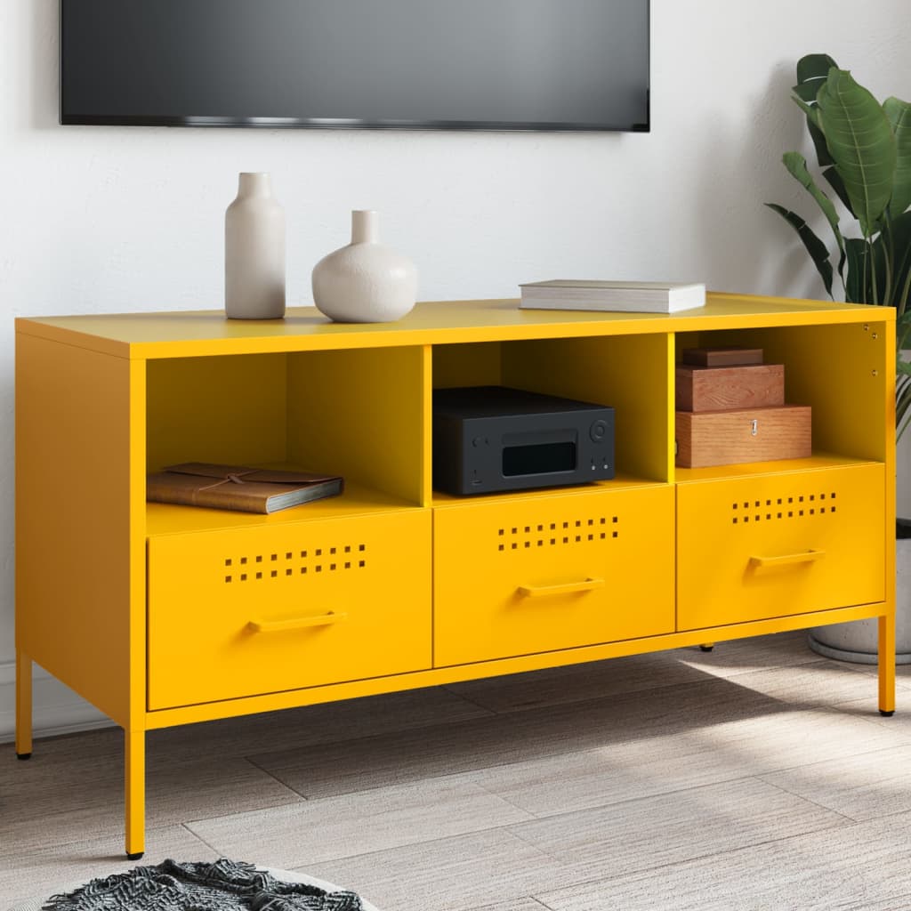 TV-Schrank Senfgelb 100,5x39x50,5 cm Kaltgewalzter Stahl