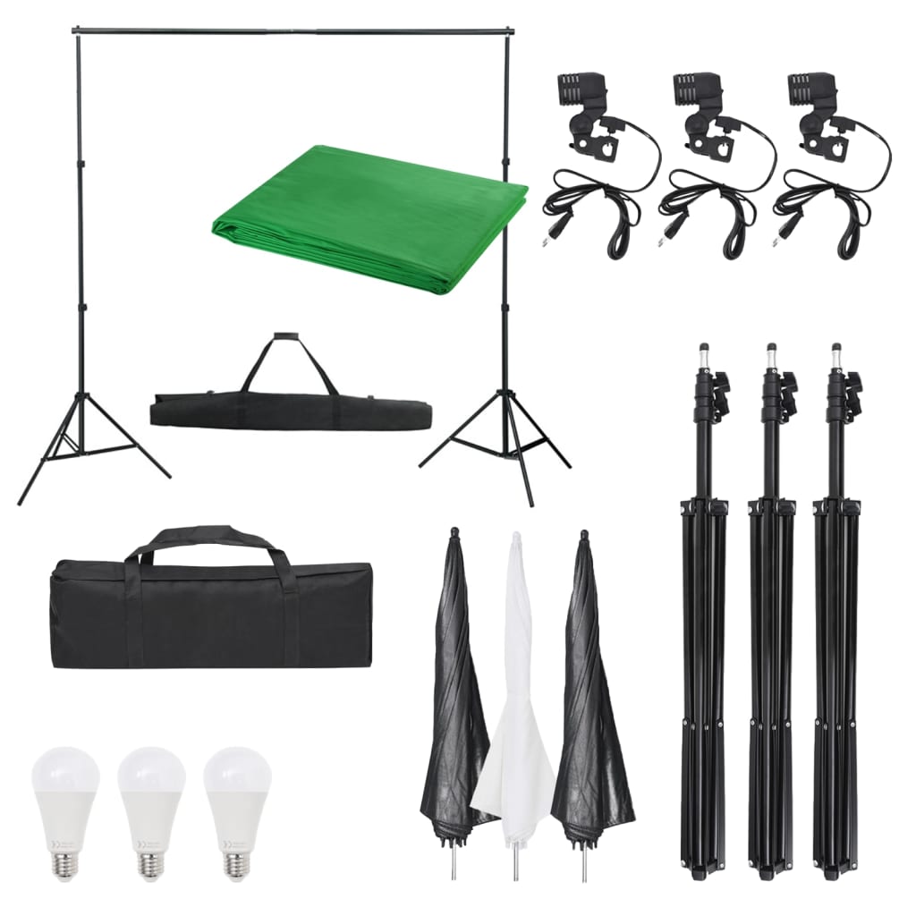 Fotostudio-Set mit Beleuchtung und Hintergrund