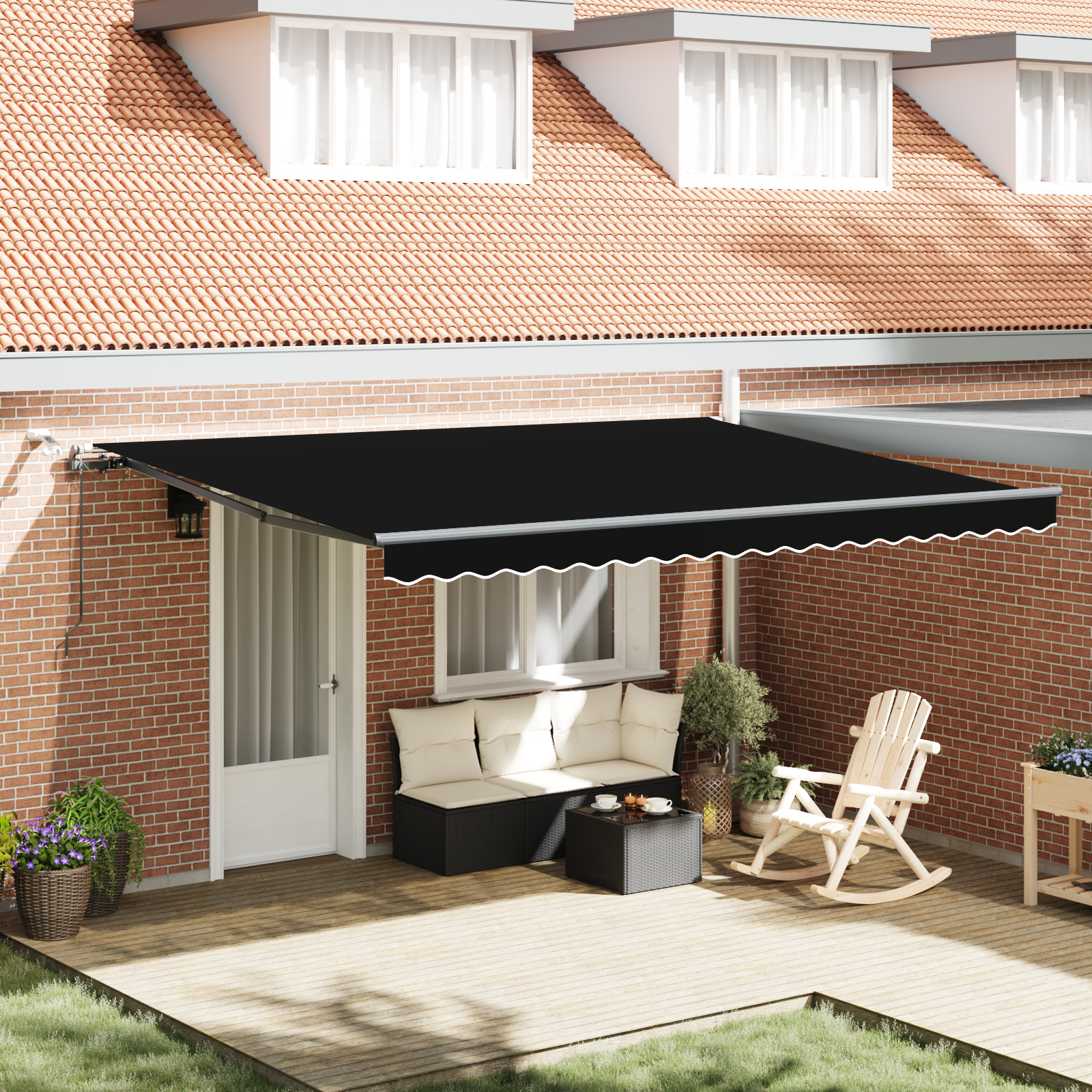 Automatische Einziehbare Markise mit LED Schwarz 450x300 cm