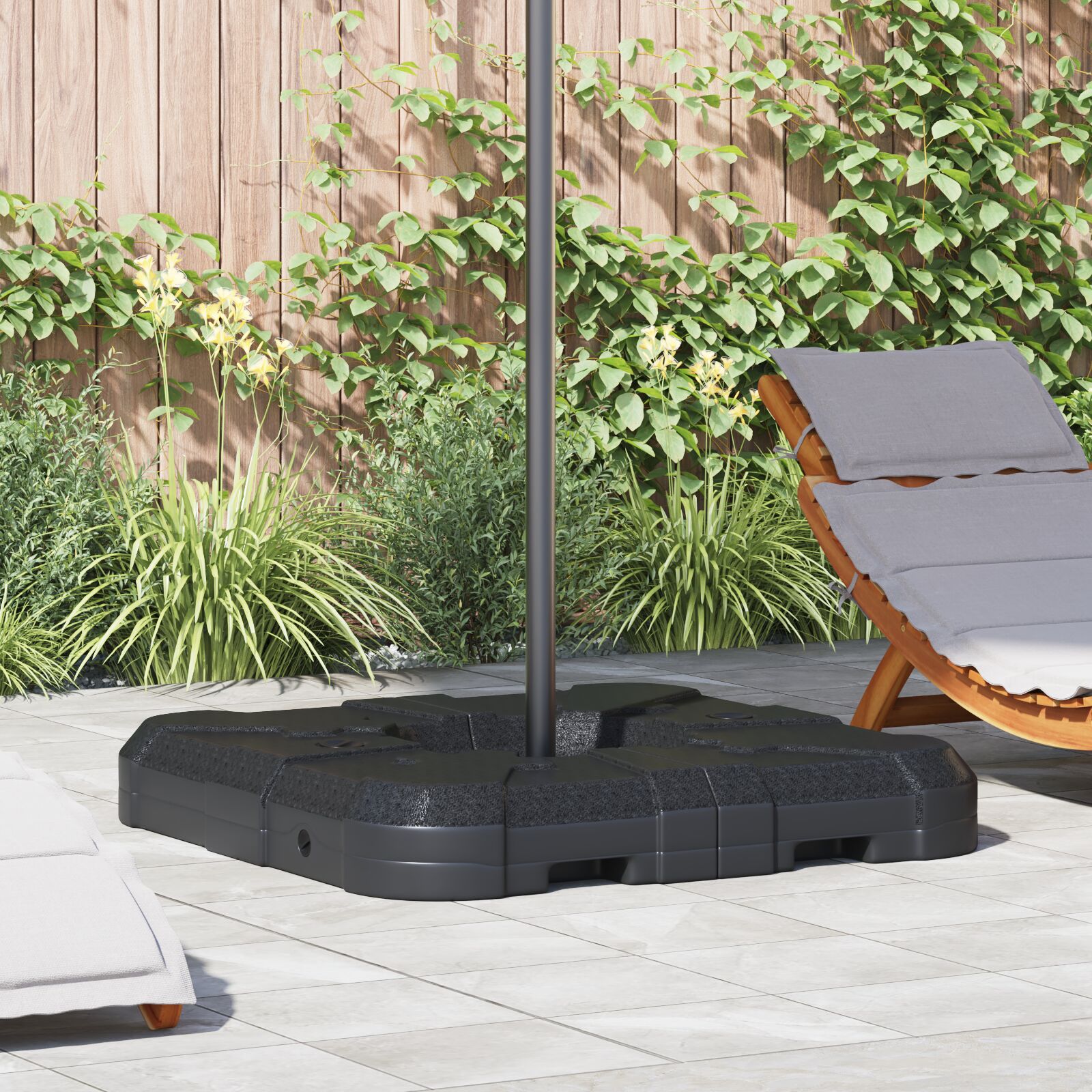 2-teiliges Cantilever-Sonnenschirm-Basis-Set mit 110 kg Sand oder 70 kg Wasser