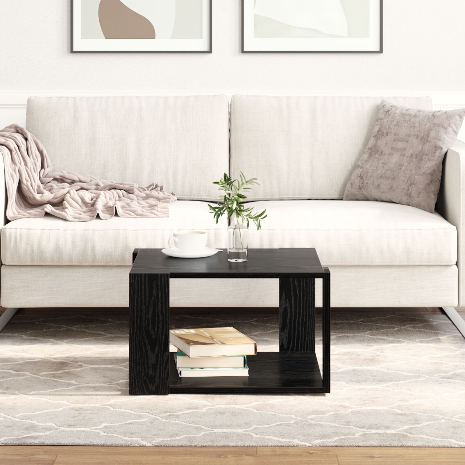 Couchtisch Schwarz Eiche 51,5x51,5x30 cm Holzwerkstoff
