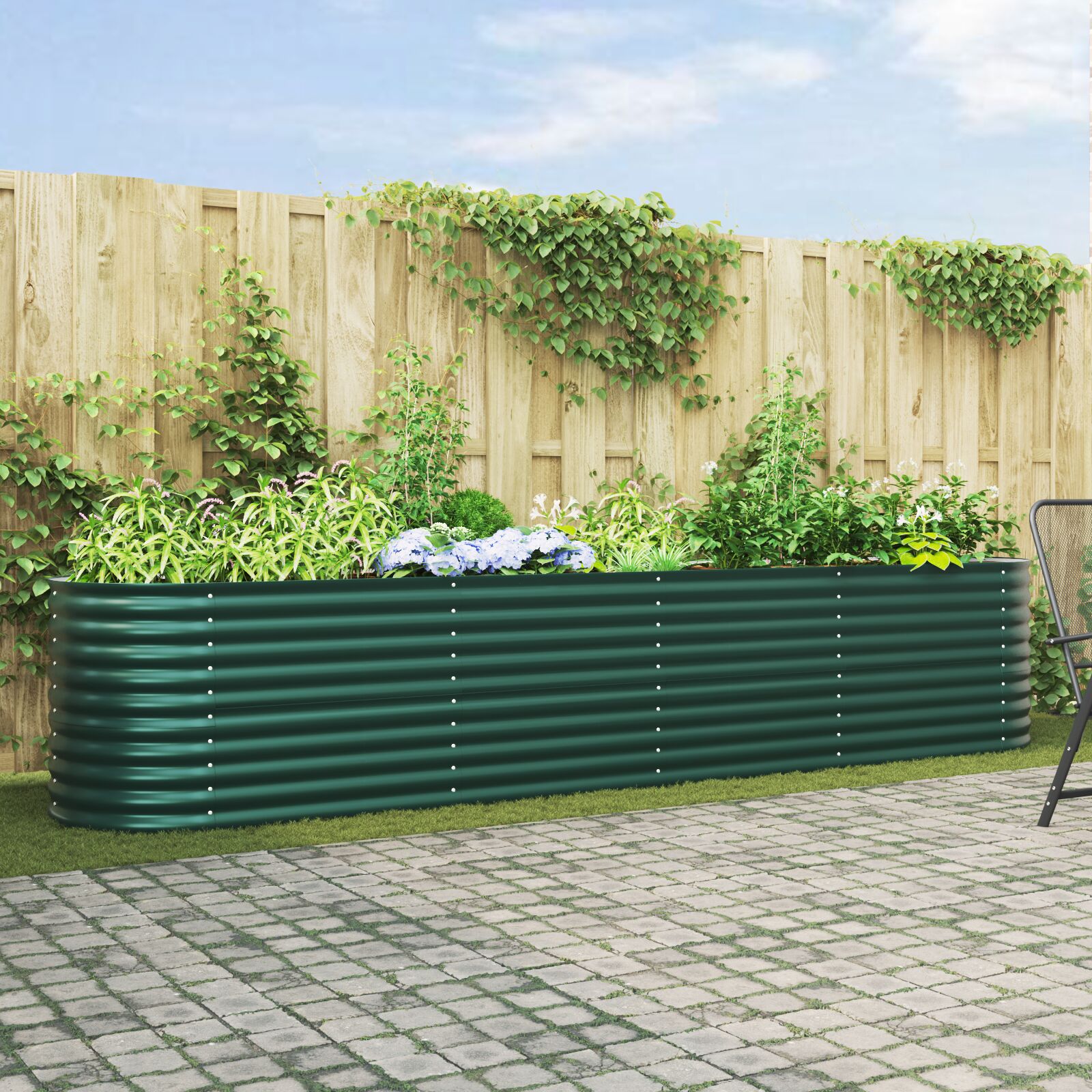 Gartenhochbeet Grün 400x80x81 cm Verzinkter Stahl