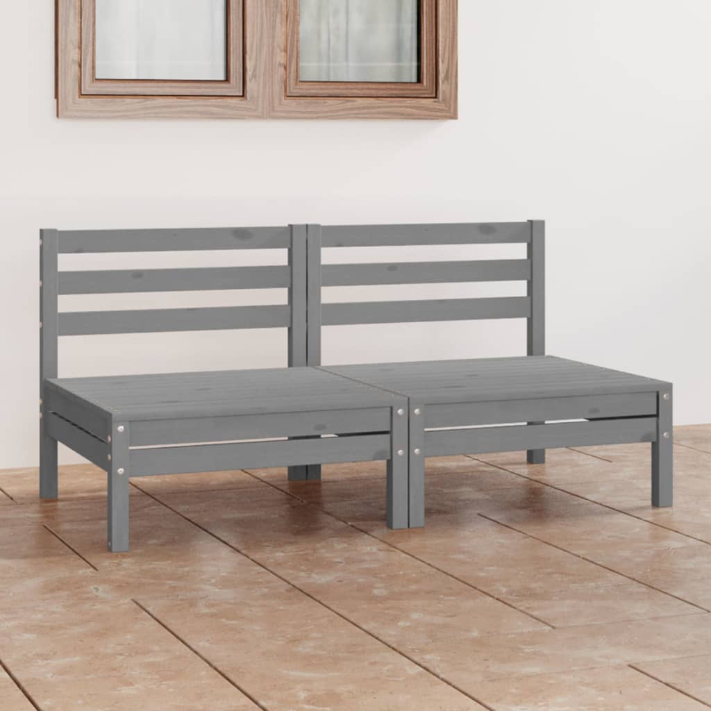 2-Sitzer-Gartensofa Grau Kiefer Massivholz 2-Sitzer-Gartensofa Grau Kiefer Massivholz