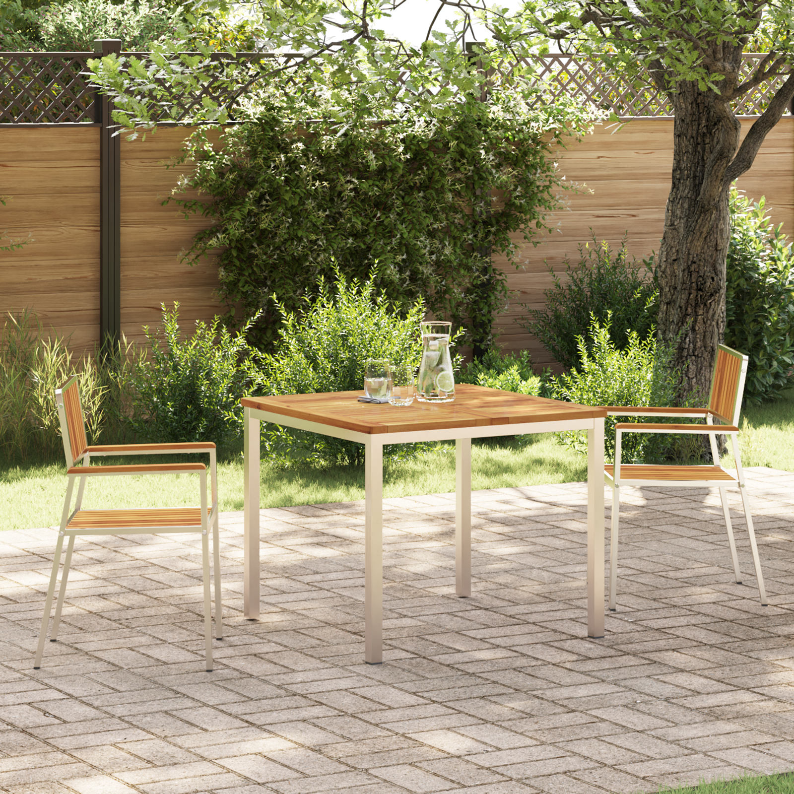3-teiliges Garten Esszimmer Set Massivholz Akazie