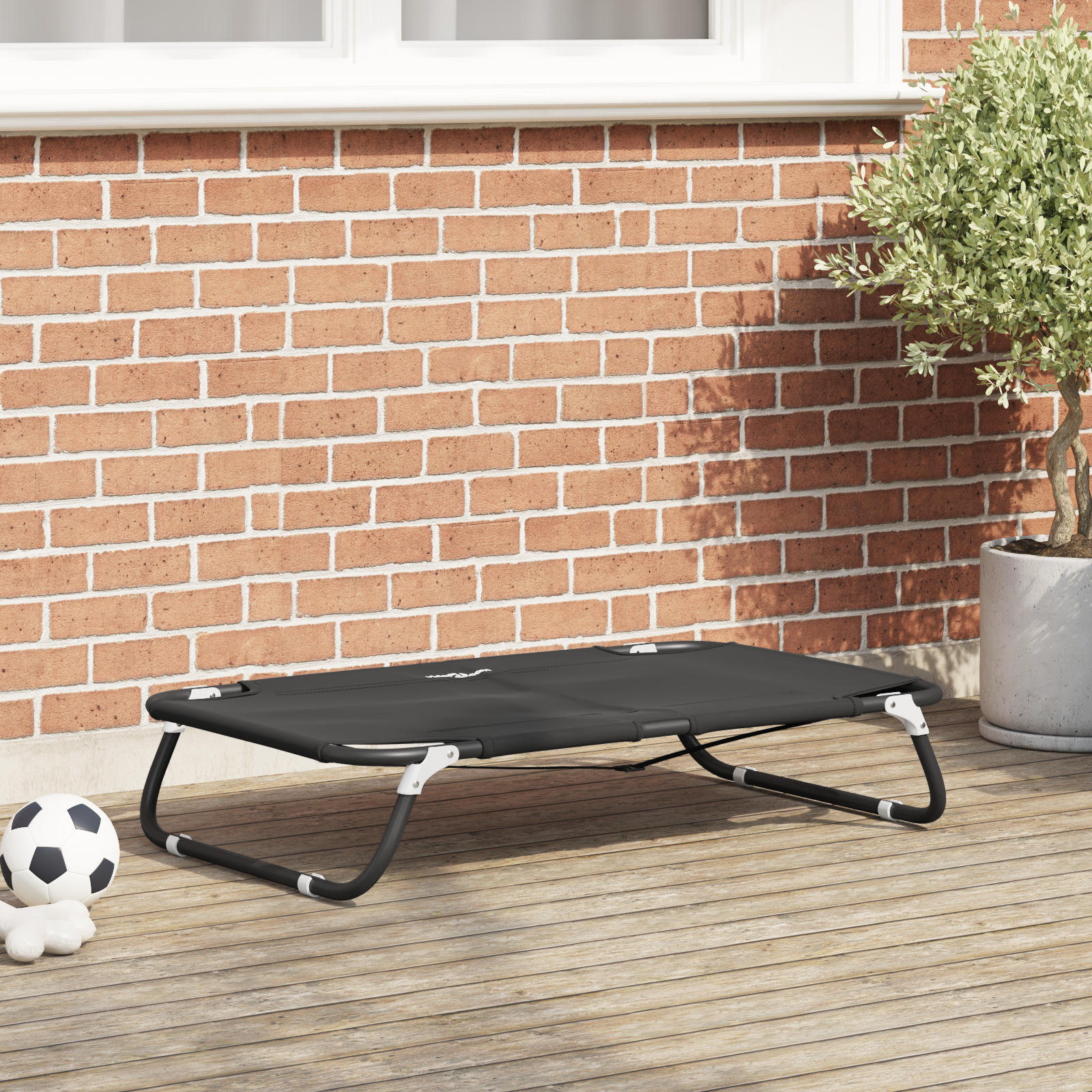 Faltbares Hundebett Schwarz ML Oxford Stoff und Stahl Faltbares Hundebett Schwarz ML Oxford Stoff und Stahl