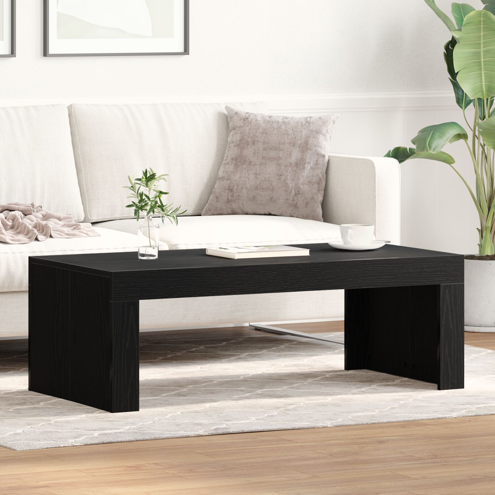 vidaXL Couchtisch Schwarz Eiche 102x50x35 cm Holzwerkstoff