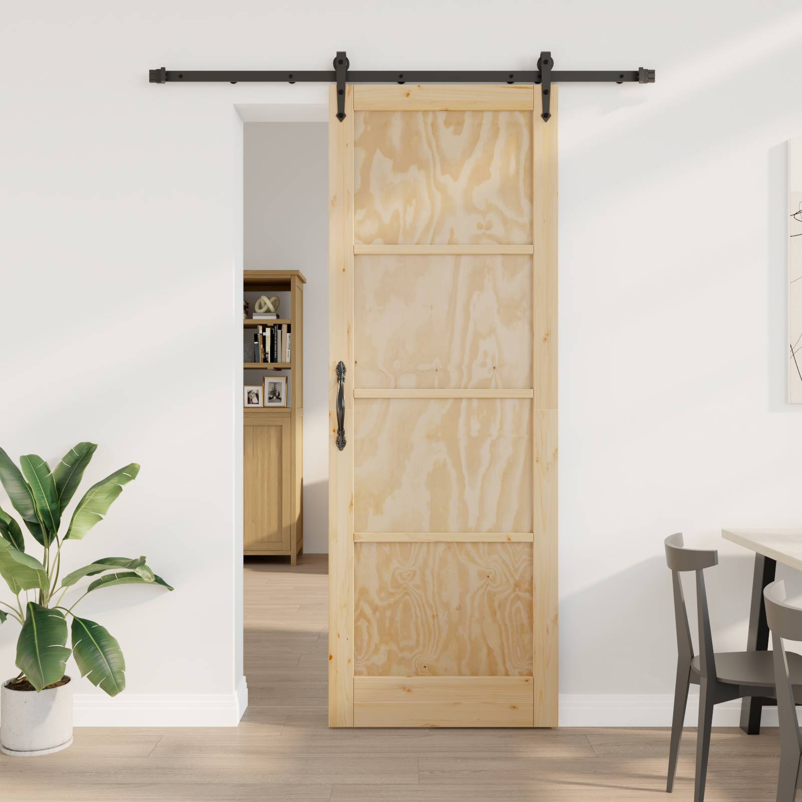 Schiebetür mit Hardware Set 83x232 cm Massivholz Kiefer