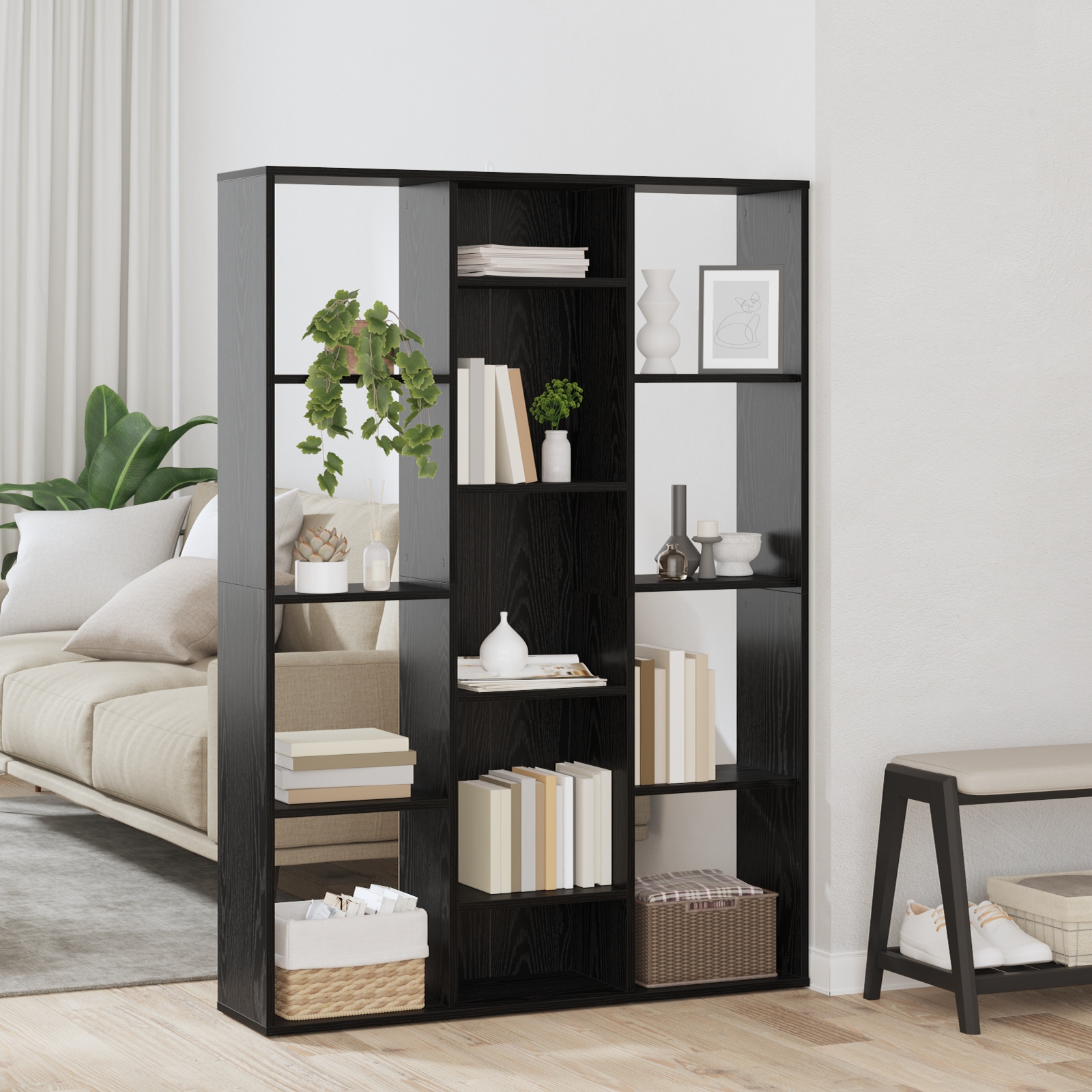 Raumteiler Schwarze Eiche 100 x 24 x 140 cm Holzwerkstoff