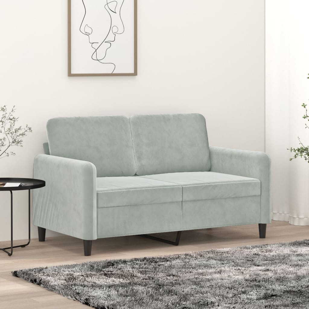 2-Sitzer-Sofa Hellgrau 120 cm Samt 2-Sitzer-Sofa Hellgrau 120 cm Samt