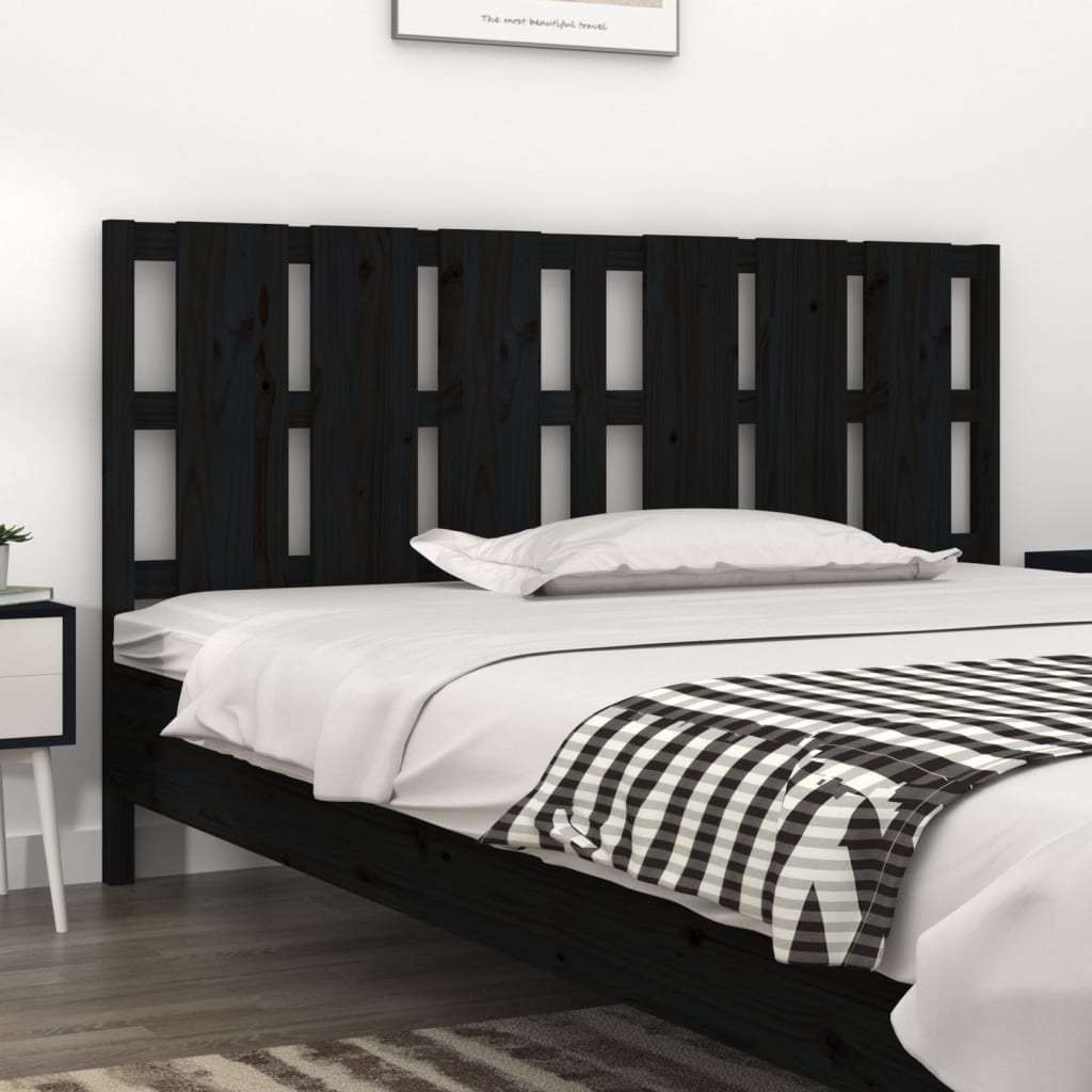 Bett-Kopfteil Schwarz 165,5x4x100 cm Massivholz Kiefer
