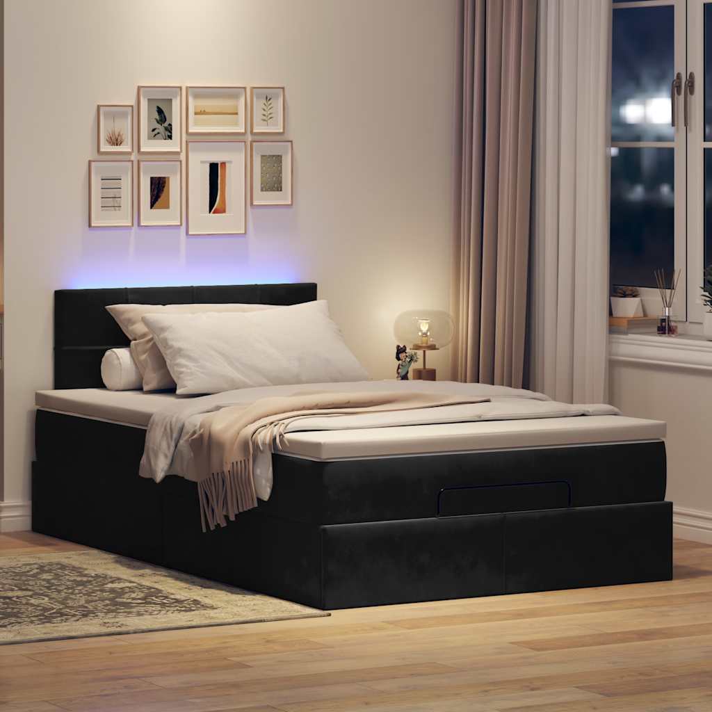 Ottoman-Bett mit Matratze Schwarz 120x200 cm Samt